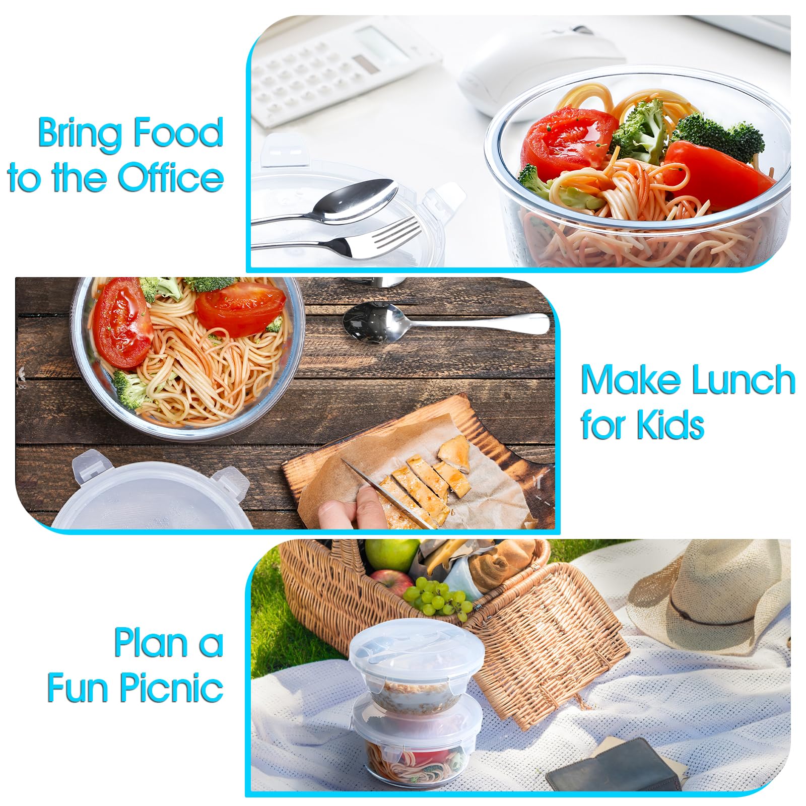 NUTRIUPS 0,9L Boite Alimentaire Verre Avec Couvercle, 14,6x6