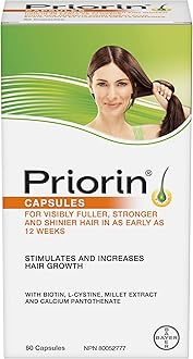 PriorinHair Growth Stimulant, For Women and Men, with Biotin, Millet Extract, L-Cystine and Calcium Pantothenate, 60 Count