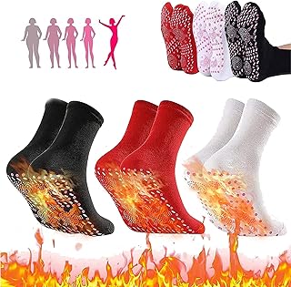 3 Pairs Tourmaline Acupressure Self-Heating Shaping Socks, Tourmaline Slimming Health Sock, Foot Massage Thermotherapeutic Sock, Magnetic Veinesheal Hyperthermia Thermal Heated Socks for Men Women