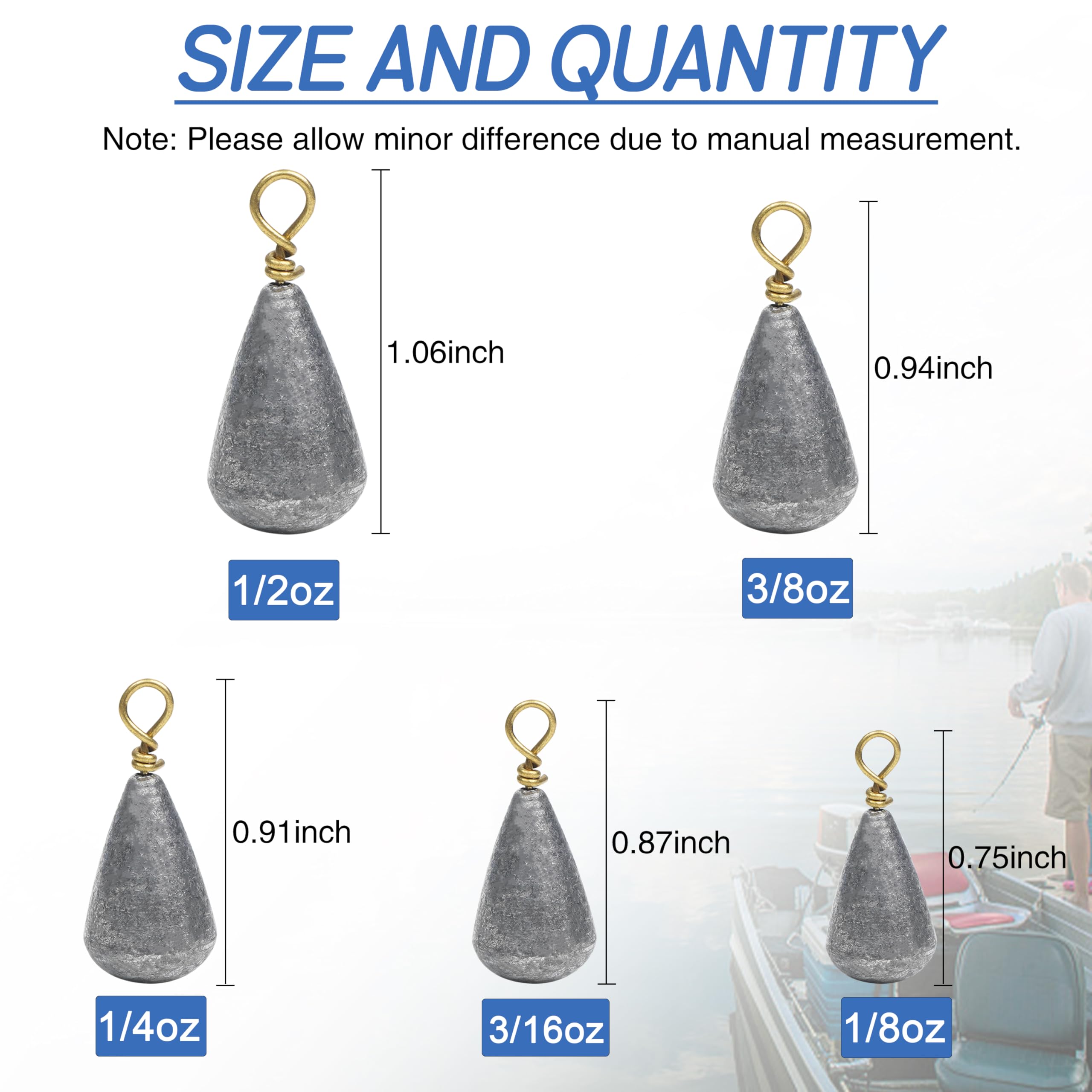 AGOOL Fishing Weights Sinkers, Bass Casting Weights Drop Shot Catfish Sinkers with Brass Swivel for Saltwater Freshwater 35/20pcs 1/8oz-3/4oz