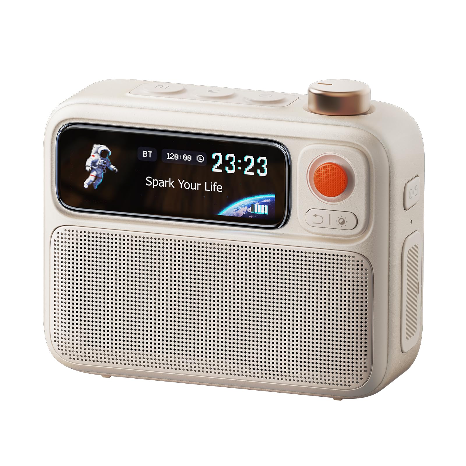 Divoom FlowToo White Noise Soundmaschine mit Bluetooth-Lautsprecher | 90+ Schlafgeräusche mit Pixel-Display, Wecker, Timer, sanfter Anzeige und anpassbaren Displaydesigns in Cremeweiß