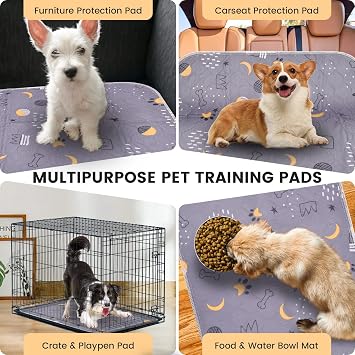 UPSKY Washable Pee Pads for Dogs 2 Pack Reusable Puppy Pads Waterproof Pet Training Pads, Non-Slip Dog Mats Fast Absorbent Whelping Pads for Playpen, Potty, Crate, Bed, 86 x 91cm