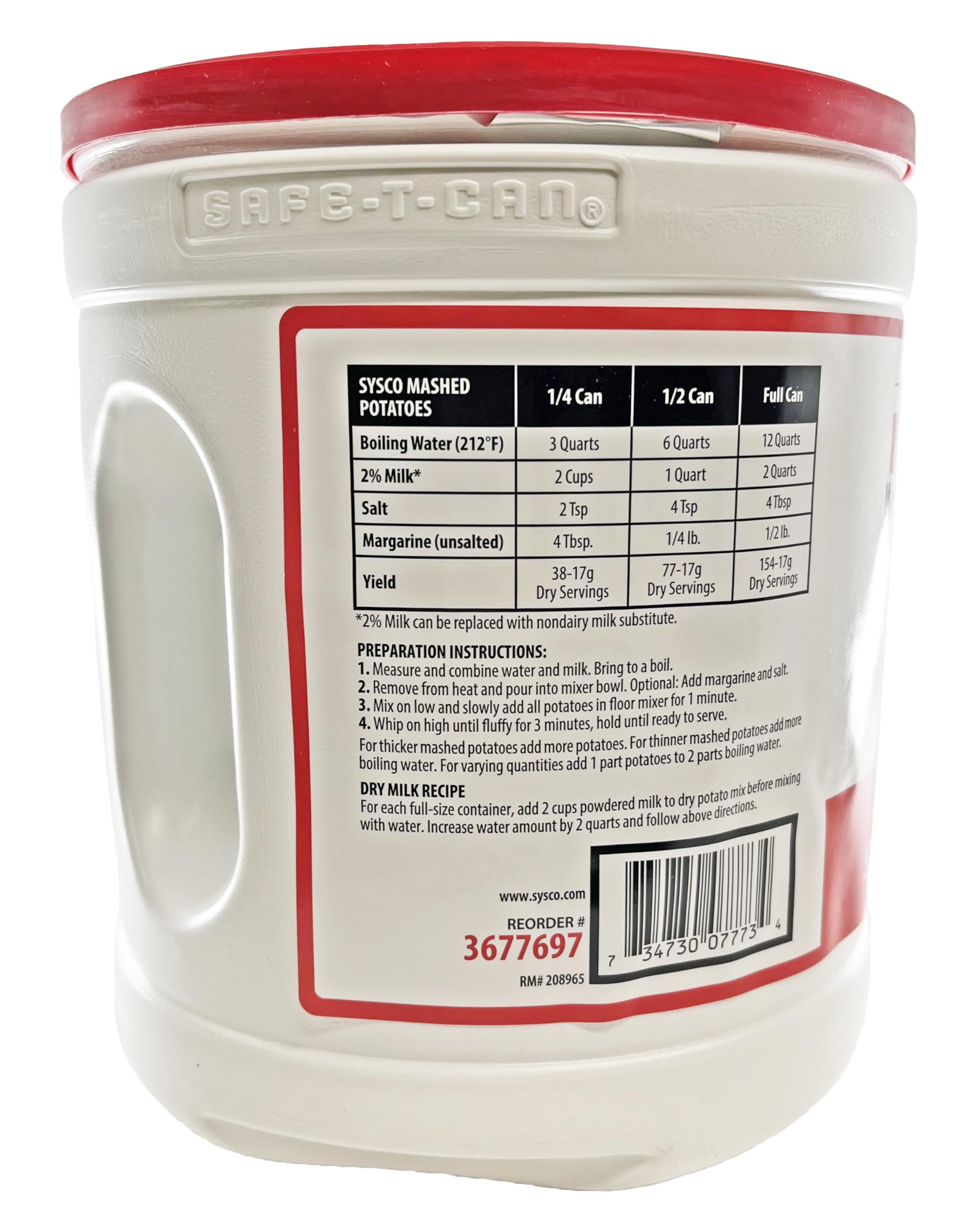 Sysco Classic Dehydrated Mashed Potato Granules With Vitamin C | Kosher | 5.75 LB