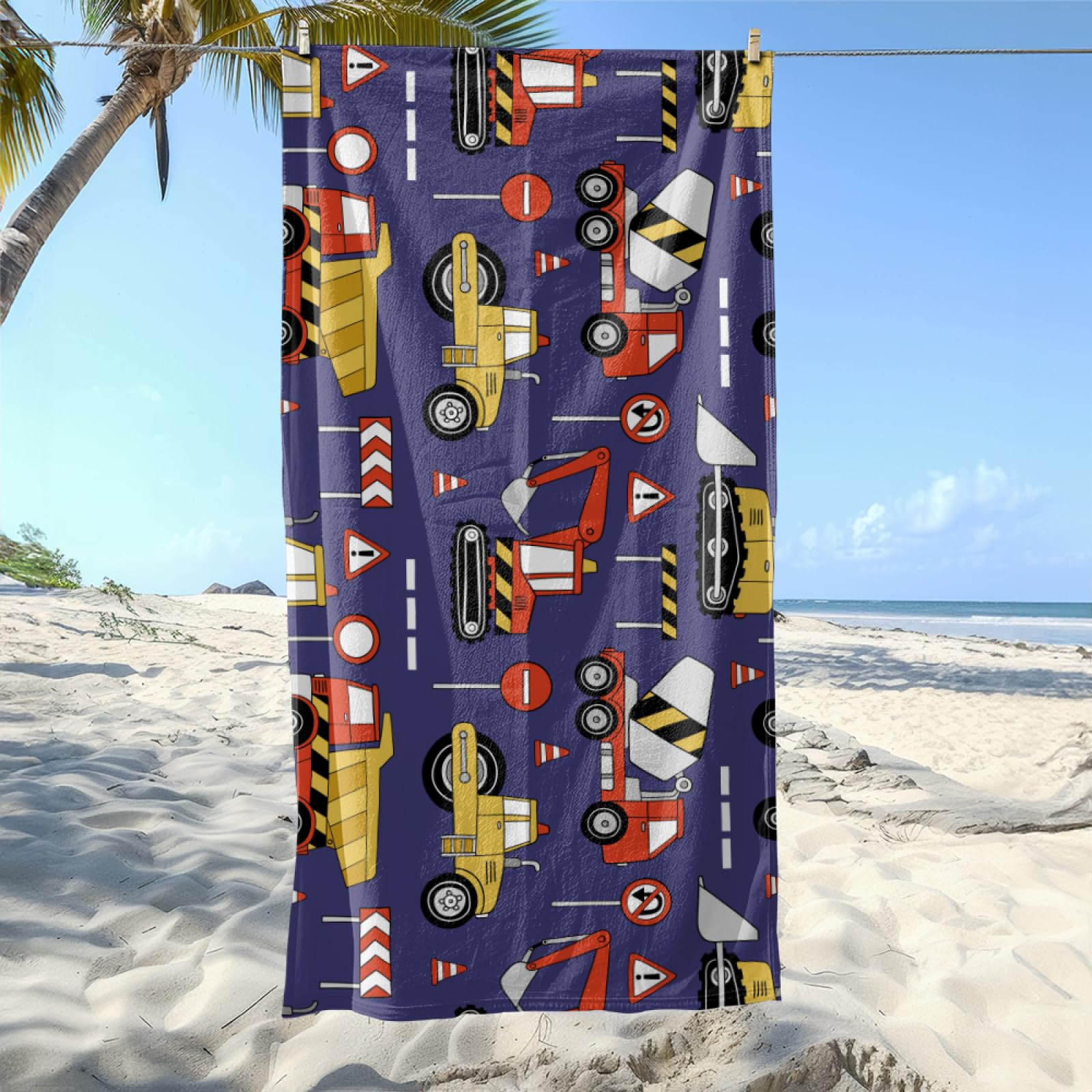 Telo Mare Microfibra 210x230 Auto Gialla Telo Spiaggia Grande Antisabbia,XXL Asciugamano Mare, Asciugatura Rapida, Stuoia Spiaggia Leggero E Portatile