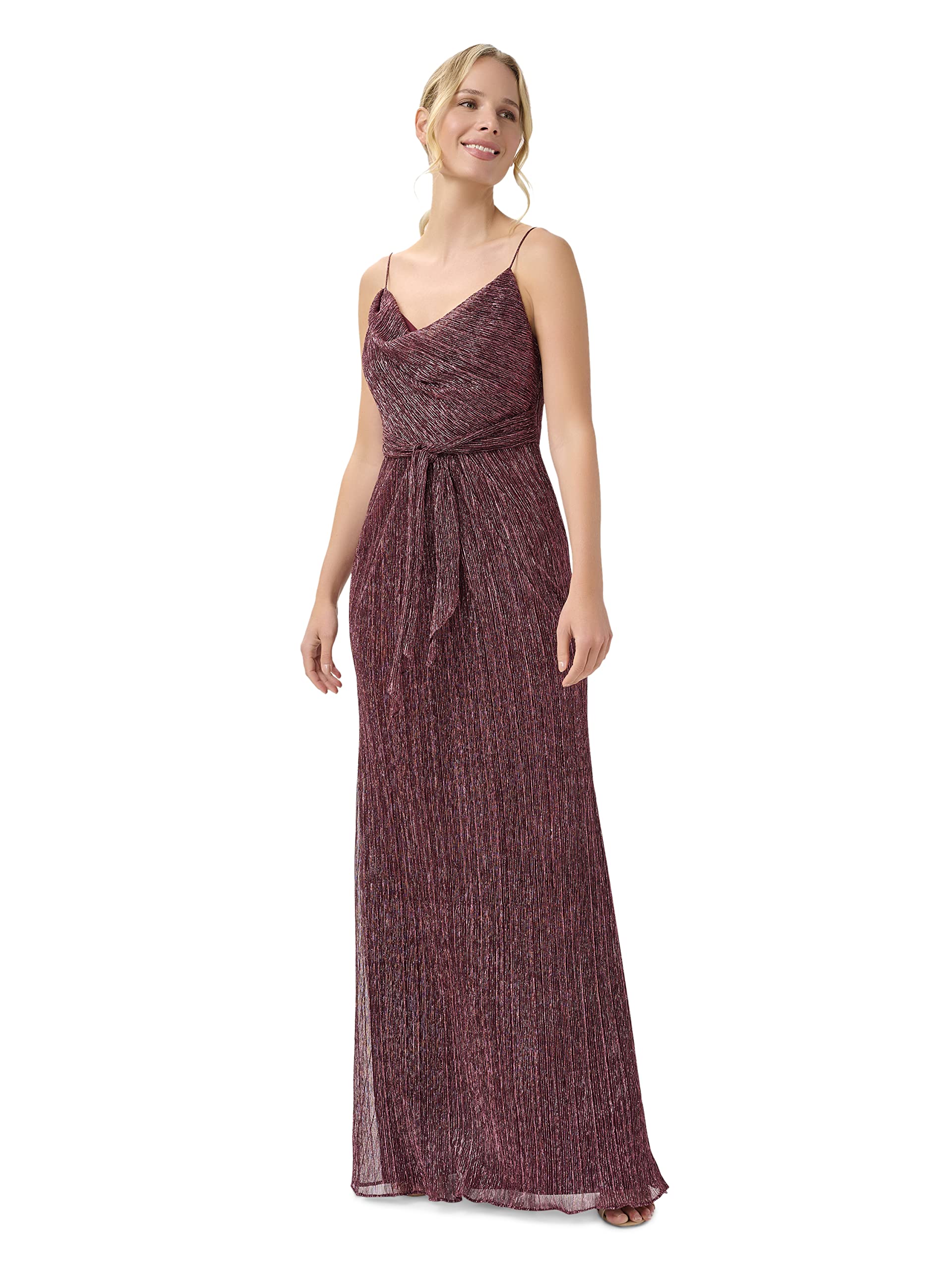 Adrianna Papell Womens Metallic Maxi Evening Dress Red 4