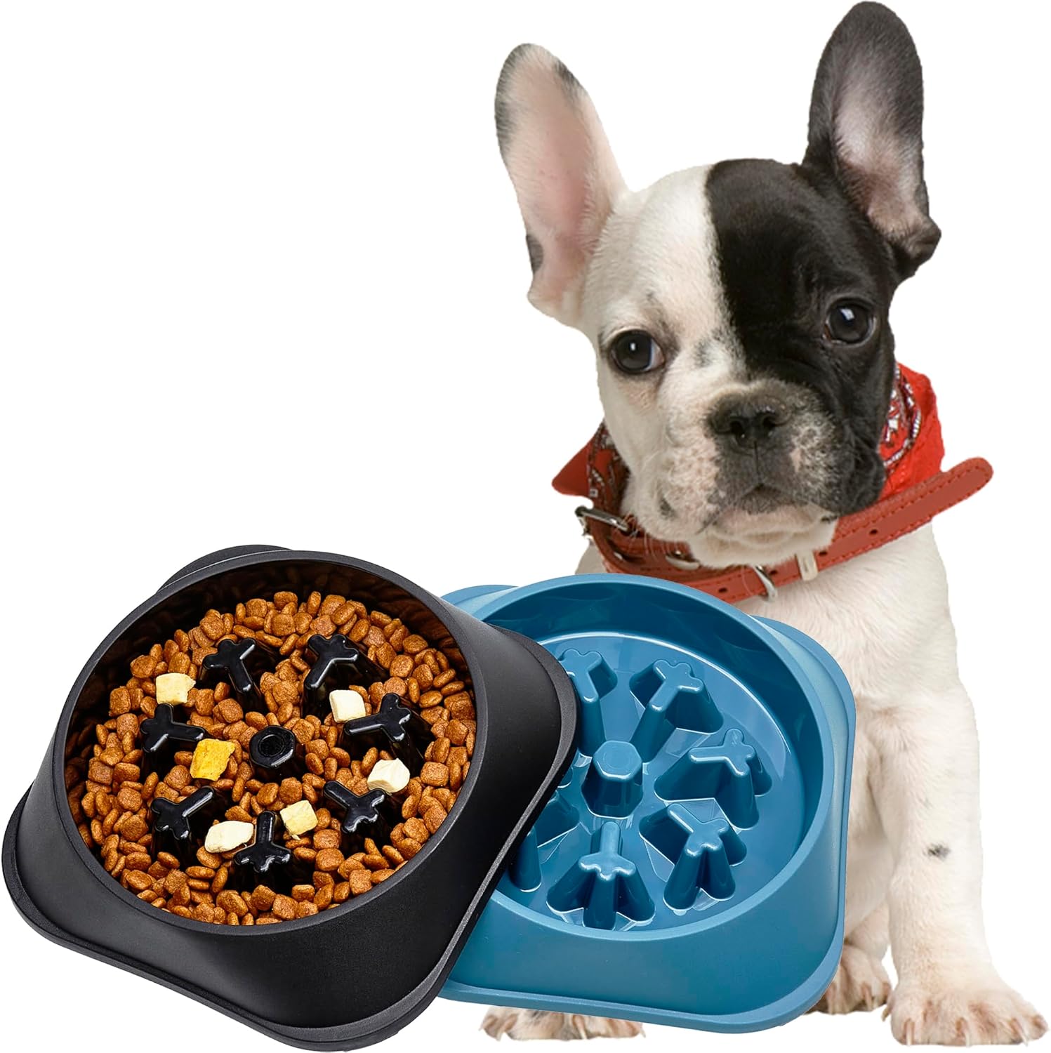 Gefryco 2PCS Slow Feeder Dog Bowls Anti Gulping Healthy