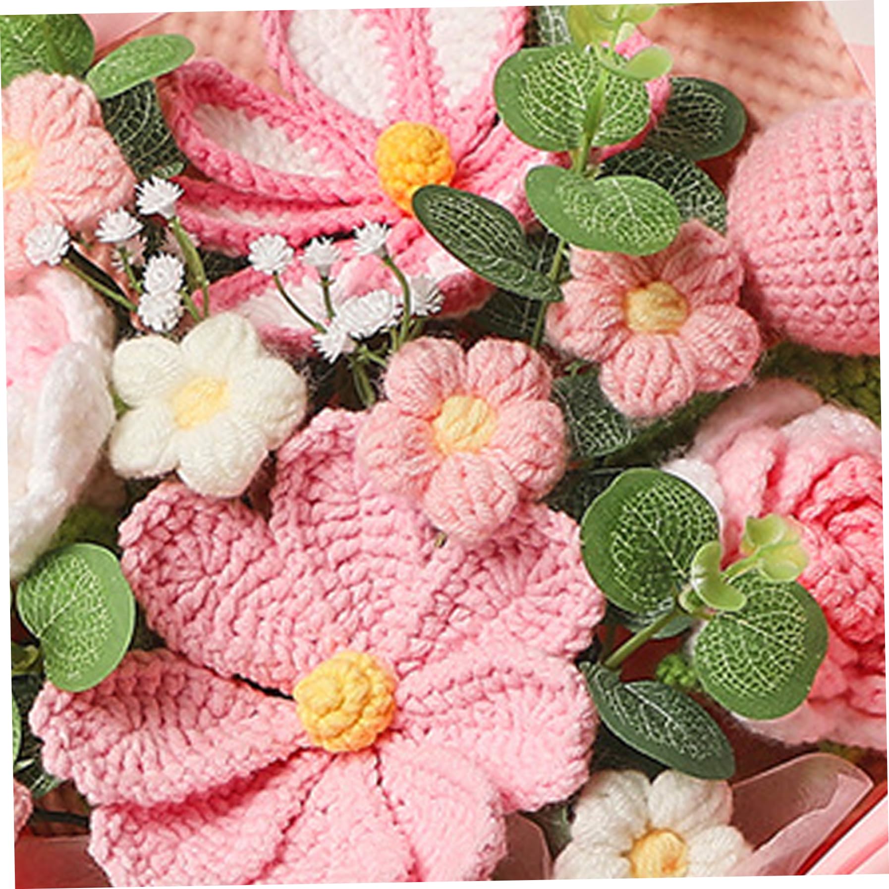 Ramo de Flores de Ganchillo - Ramo de Flores de Punto Hecho a Mano, decoración Duradera del hogar para el día de la Madre, día de San Valentín, Bodas de Ganchillo