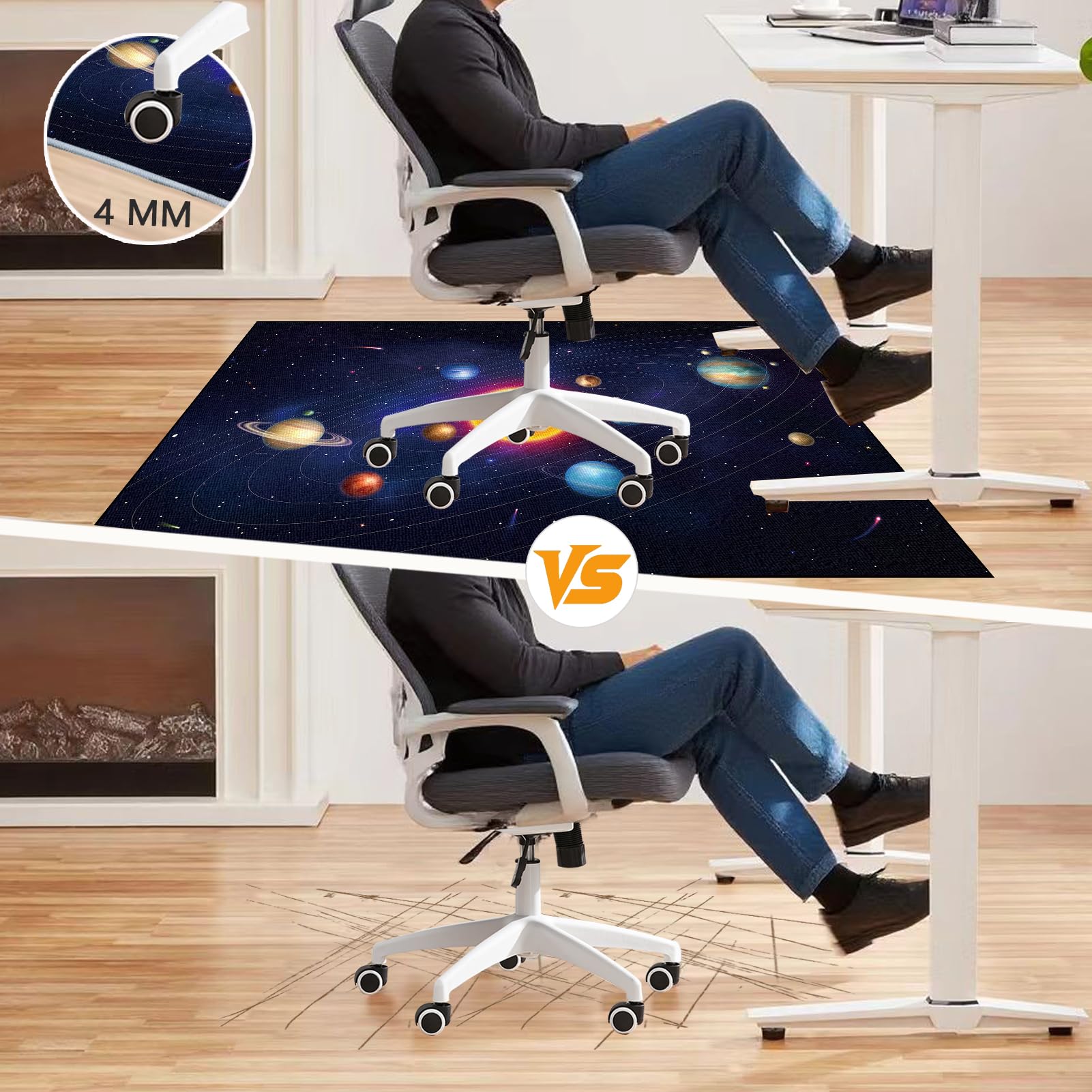 Tappeto Sedia Gaming per Pavimenti in Legno Duro, Tappeto per Sedia con Ruote Antigraffio Tappetino per Sedia da Scrivania Tappeto Gaming Pavimento Antiscivolo per Laminato Parquet 140 x 160 cm