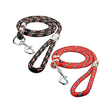 Pet Needs Set of 2 Durable Nylon Rope Training Leash for Medium Sized Dogs, with Strong Brass Hook