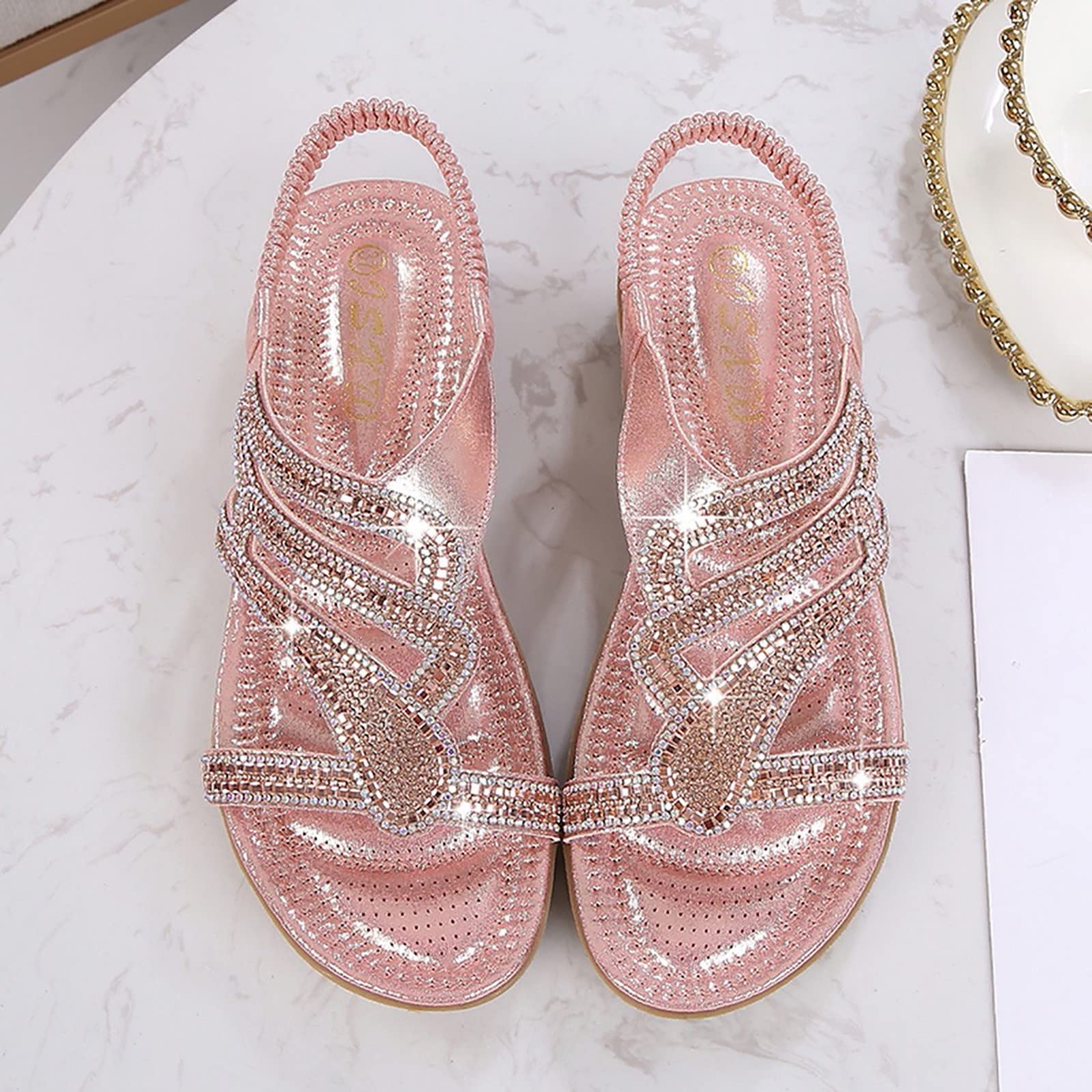 Chanclas de mujer playa de mar con cuña - Sandalias joya mujer verano con pedrería sandalia abierta Mary Jane Elegantes Estilo Bohemio Zapatos Platform Planta Ancha Sandalias Casual para Vacaciones