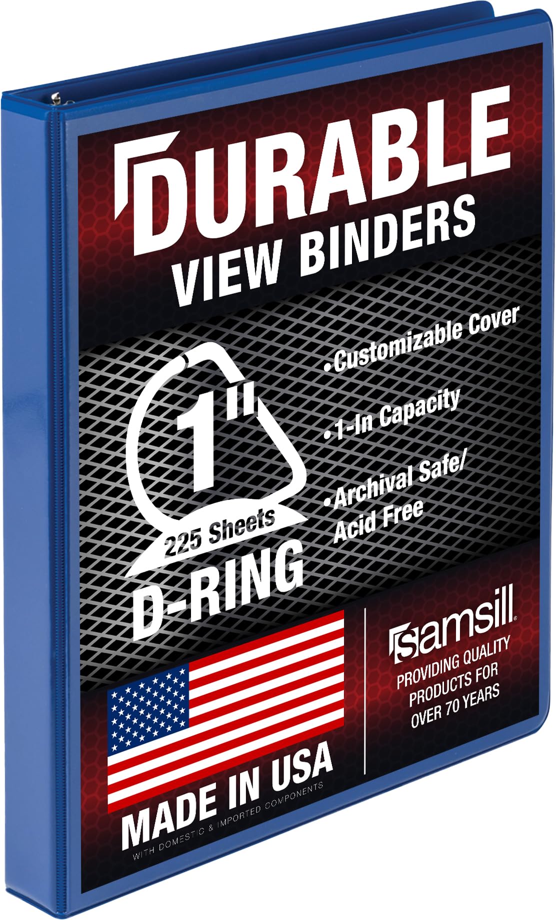 Samsill Blue 1 Inch 3 Ring D-Ring Binder | Recycled Chipboard for Office & School - main product image