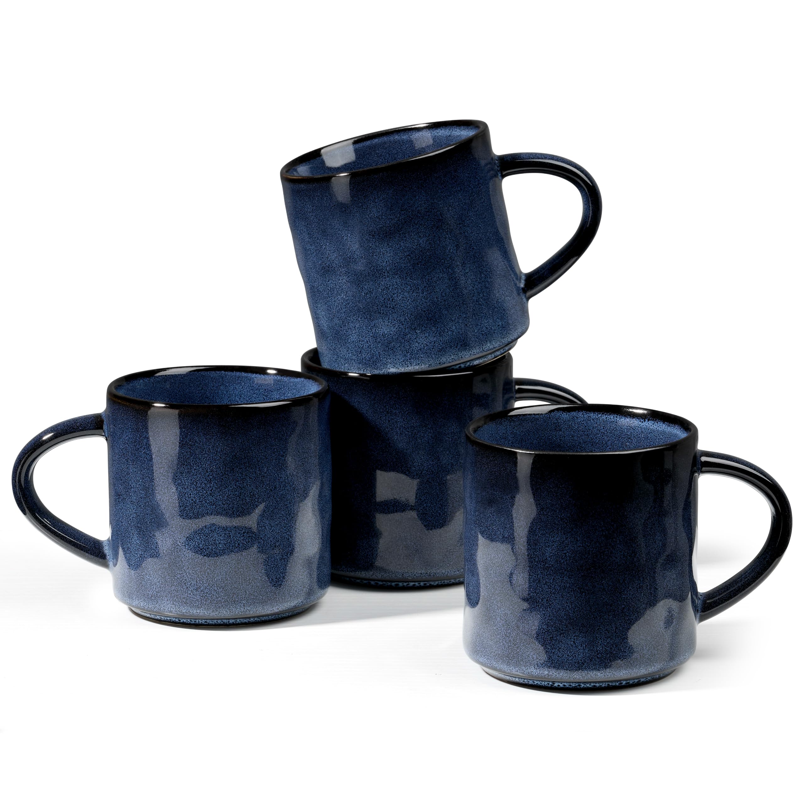 Herogo Stoneware Coffee Mug Set of 4, 400 ml Ceramic Coffee Cup with Handle