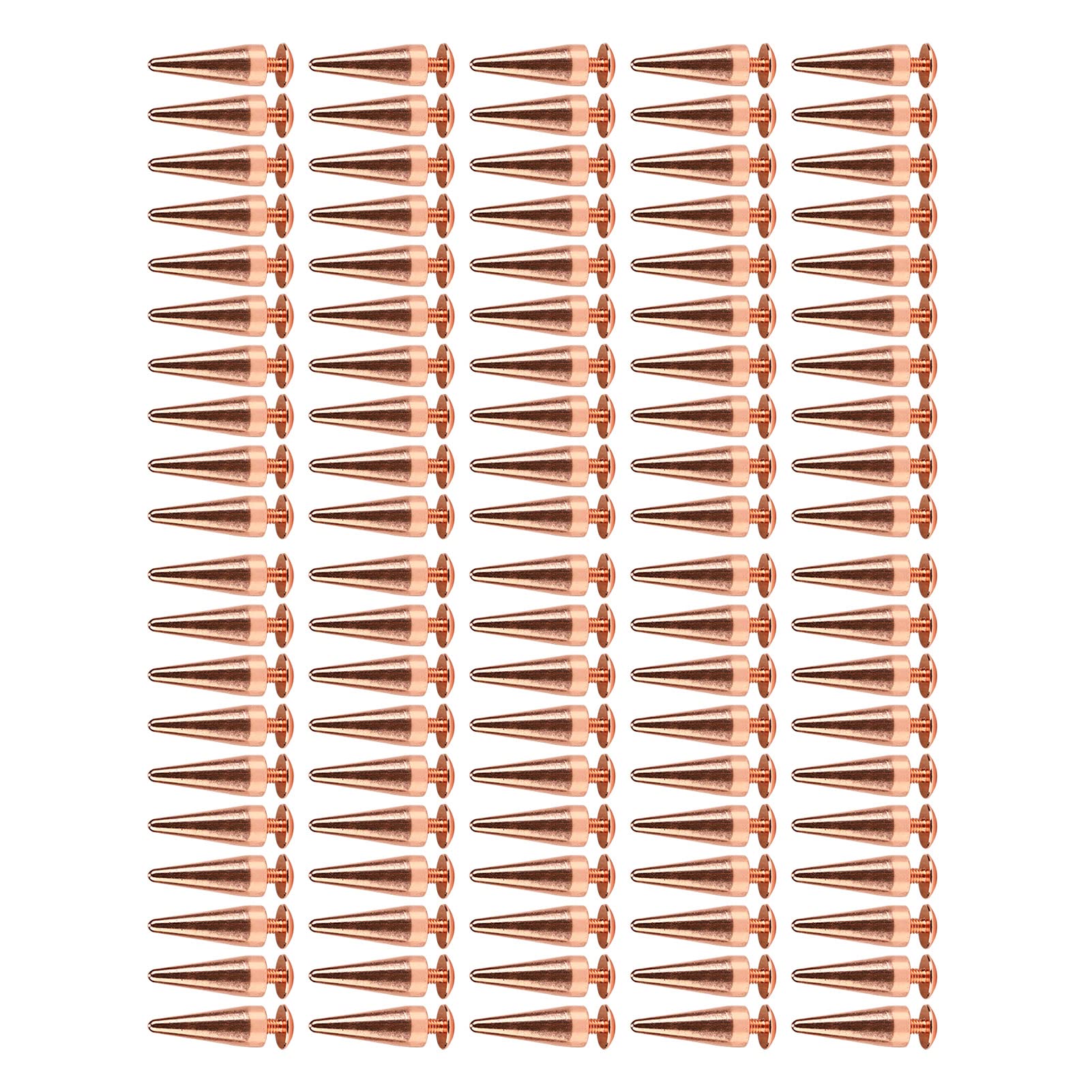 Haofy 100 Juegos de Tachuelas Cónicas de 10x26 Mm para Entusiastas del Bricolaje Material Resistente con Puntas de Remache de Metal para Decorar Ropa de Estilo Punk (latón 2)