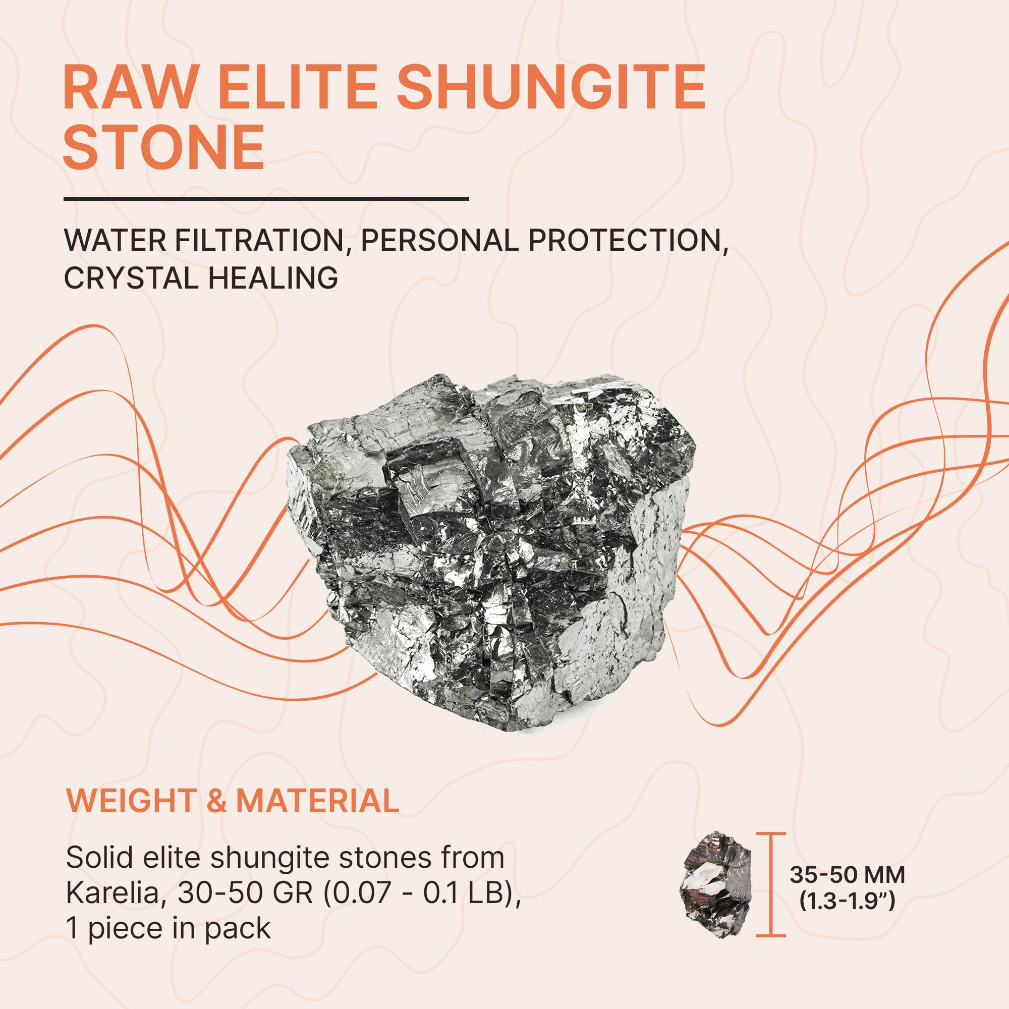 Elite Noble Shungite Stone 40-45 Grams, Water Purification and Mineralization, EMF Protection, Carbon 98%, Natural Fullerenes C60 C70 - Canada Elite Noble Shungite Stone 40-45 Grams, Water Purification and Mineralization, EMF Protection, Carbon 98%, Natural Fullerenes C60 C70 - Canada