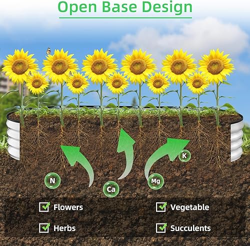 Miniatura 5 de Incbruce Kit de cama de jardín elevada de aluminio para exteriores, 4 x 2 x 1 pies, caja ovalada grande sin fondo con borde de tira de goma para