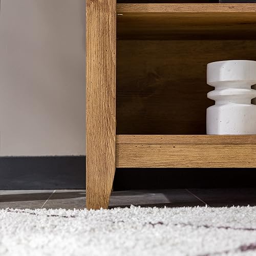 Miniatura 9 de Soporte Walker Edison Wren Classic para TV de hasta 65 pulgadas, 58 pulgadas con 4 compartimientos, color nogal oscuro.