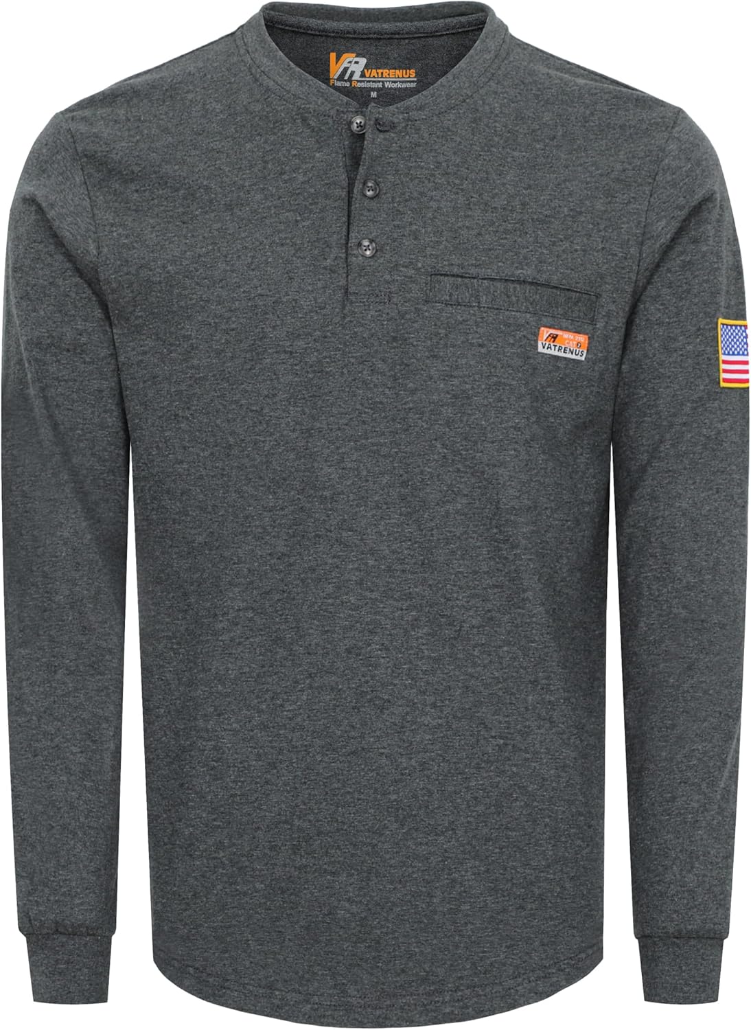 VATRENUS FR Shirt for Men Henley Midweight Utility Pocket Flame Resistant Long Sleeve Work Shirts NFPA2112 CAT2