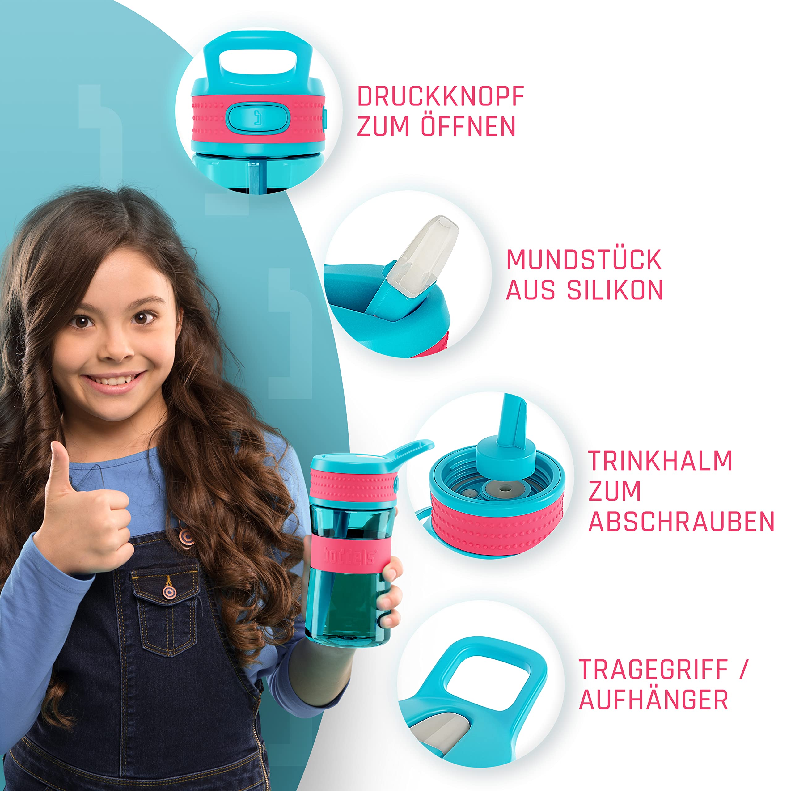 Isolierte Kinder-Trinkflasche Mit Strohhalm, 400 Ml – BPA-frei, Auslaufsicher, Doppelwandig, Lavendel