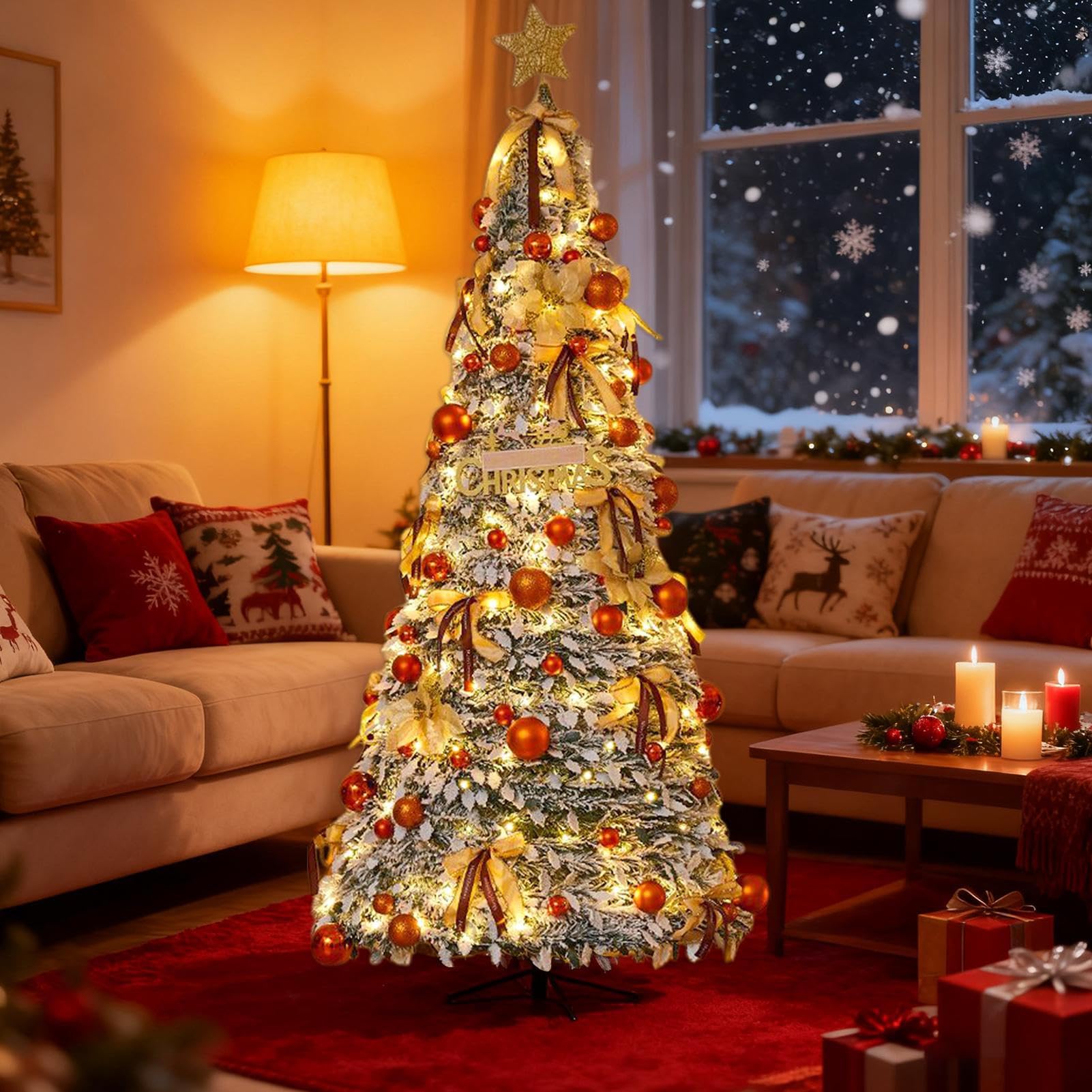 Árbol De Navidad Plegable Decoraciones Artificiales Reutilizables Sin Luces