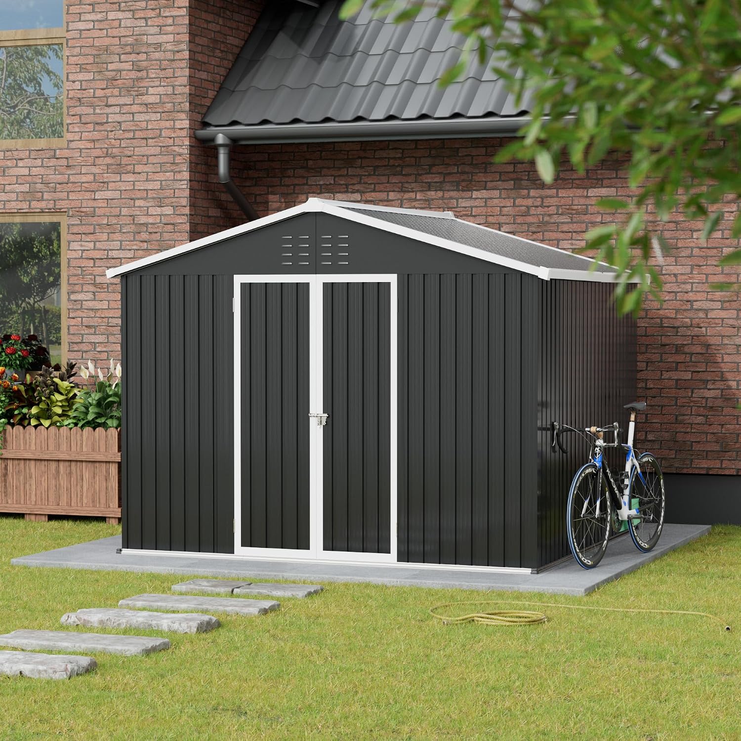 Amopatio Metal Garden Storage Shed 8x8 ft Instruction Manual