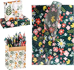 30 folhas de papel de embrulho, 19,68 x 13,78 polegadas, sacos de presente com estampa floral, embalagem de papel para aniversário, casamentos, festas, artesanato, faça você mesmo