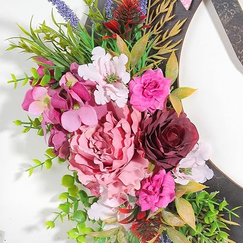 Miniatura 4 de Coronas de luna de Halloween para puerta delantera, otoño, guirnalda de corona de otoño con diseño de gato y luna, coronas de flores artificiales