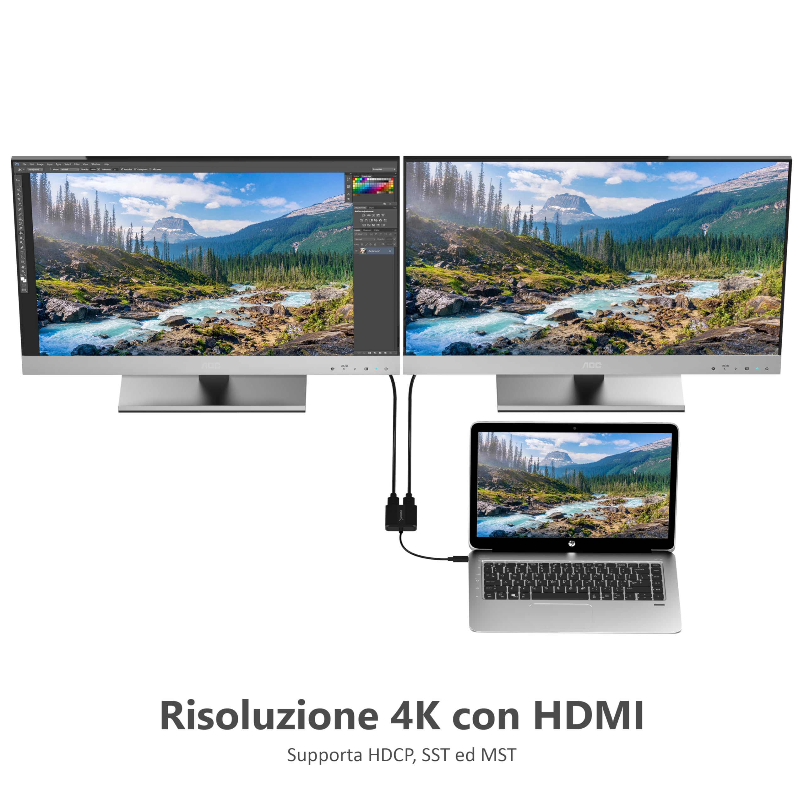 SABRENT Adattatore da USB Tipo C a Doppio HDMI [Compatibile Solo con i Sistemi Windows] (DA-UCDH)