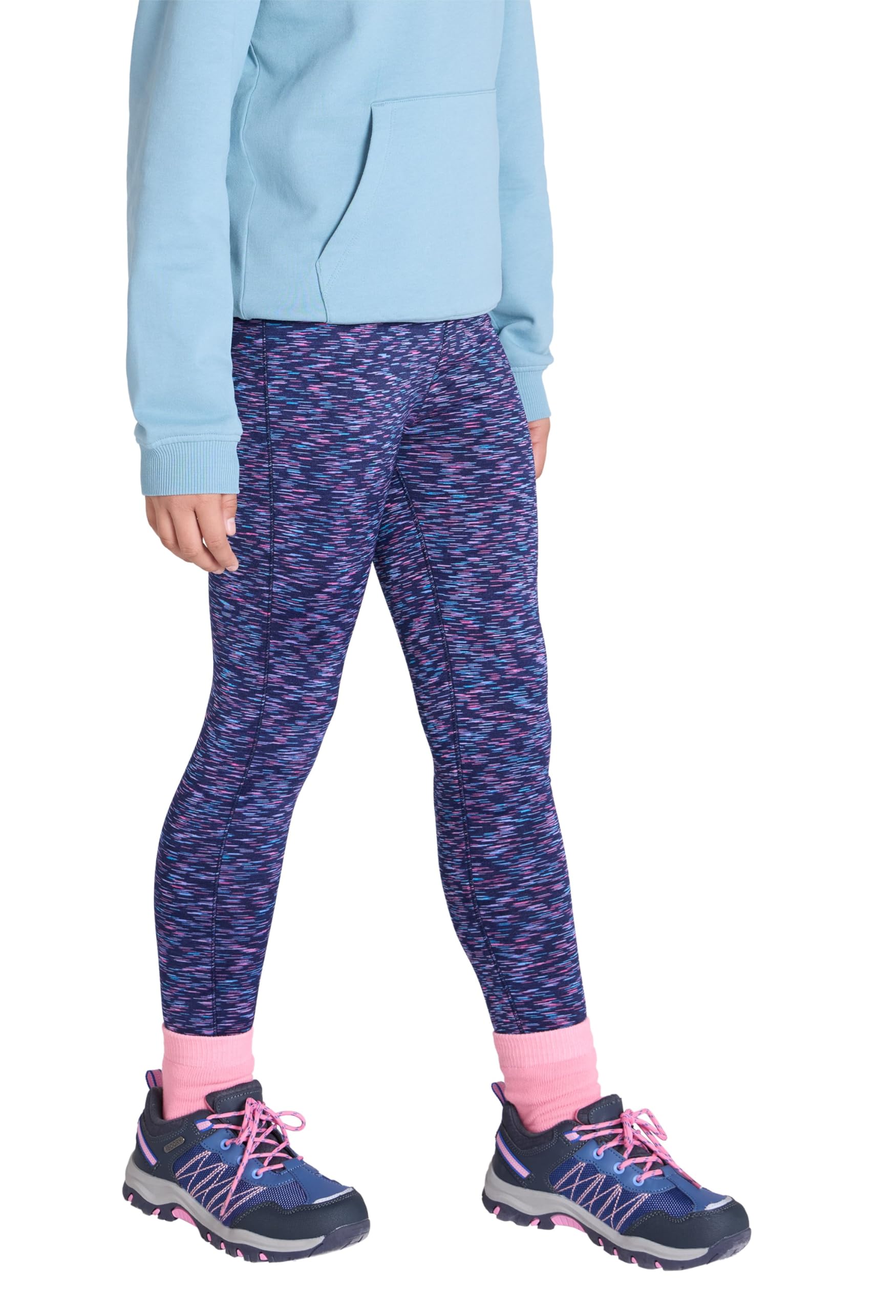 Mountain Warehouse Kayleigh Girls Leggings - Quick Wicking Kids Tights, Soft Childrens Pants, Stretchy Jeggings, Space Dye Design - Spring Summer, Outdoors Indigo Kids Size 7-8 Years