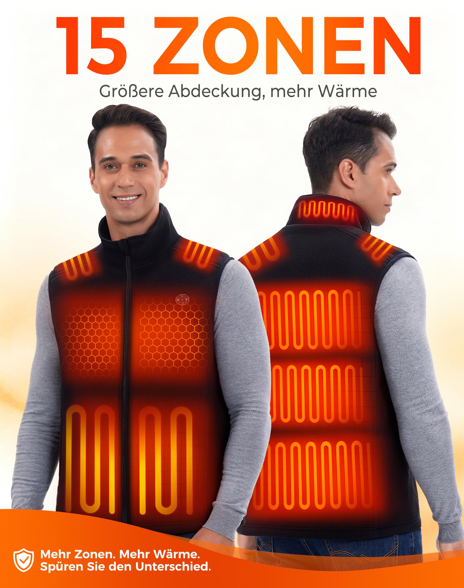 Gilet riscaldante in pile da uomo, con power bank da 16000 mAh