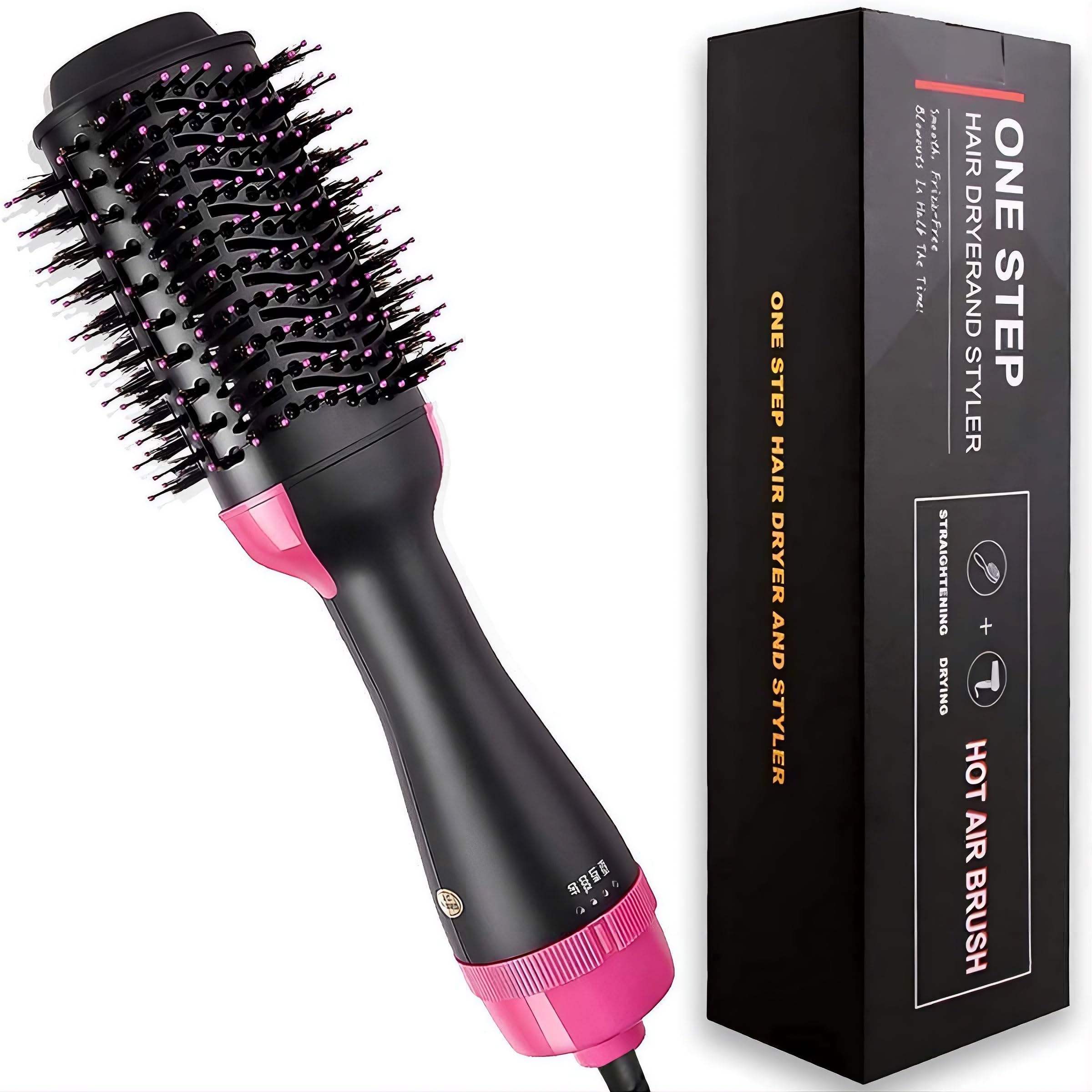 3-in-1 Hot Air Brush Hair Dryer & Volumizer, One Step Hair Dryer Brush for Straightening, Curling & Styling, Ionic Ceramic Thermal Hair Brush, Hair Straightener Brush for Women & All Hair Types-picture-52