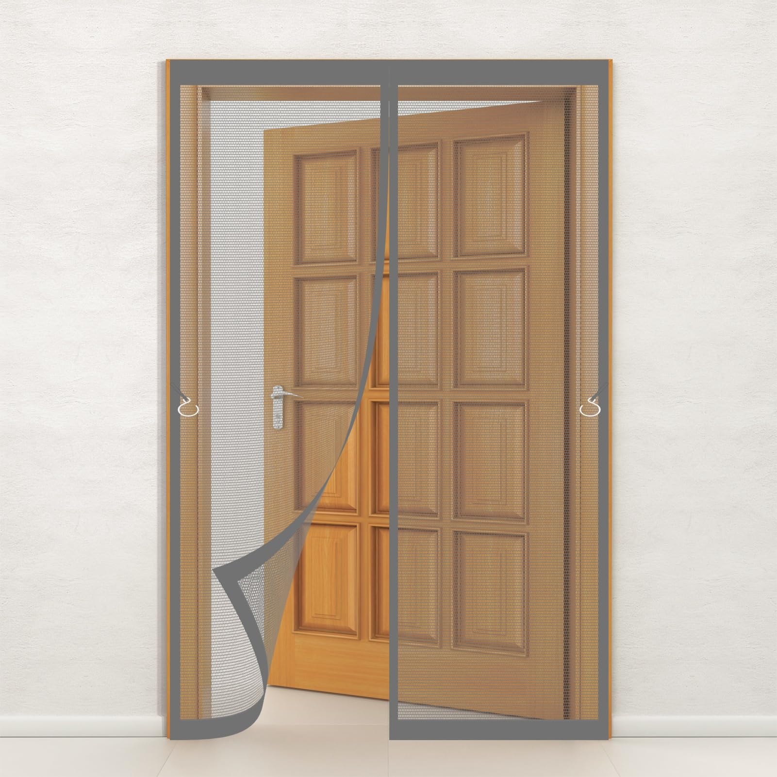 Magnetic Door Screen 82 x 190 cm Fly Nets for Doors Keep Fresh Air in Hands Free Automatically Closes Fly Nets for Living Room, Bedroom, Grey