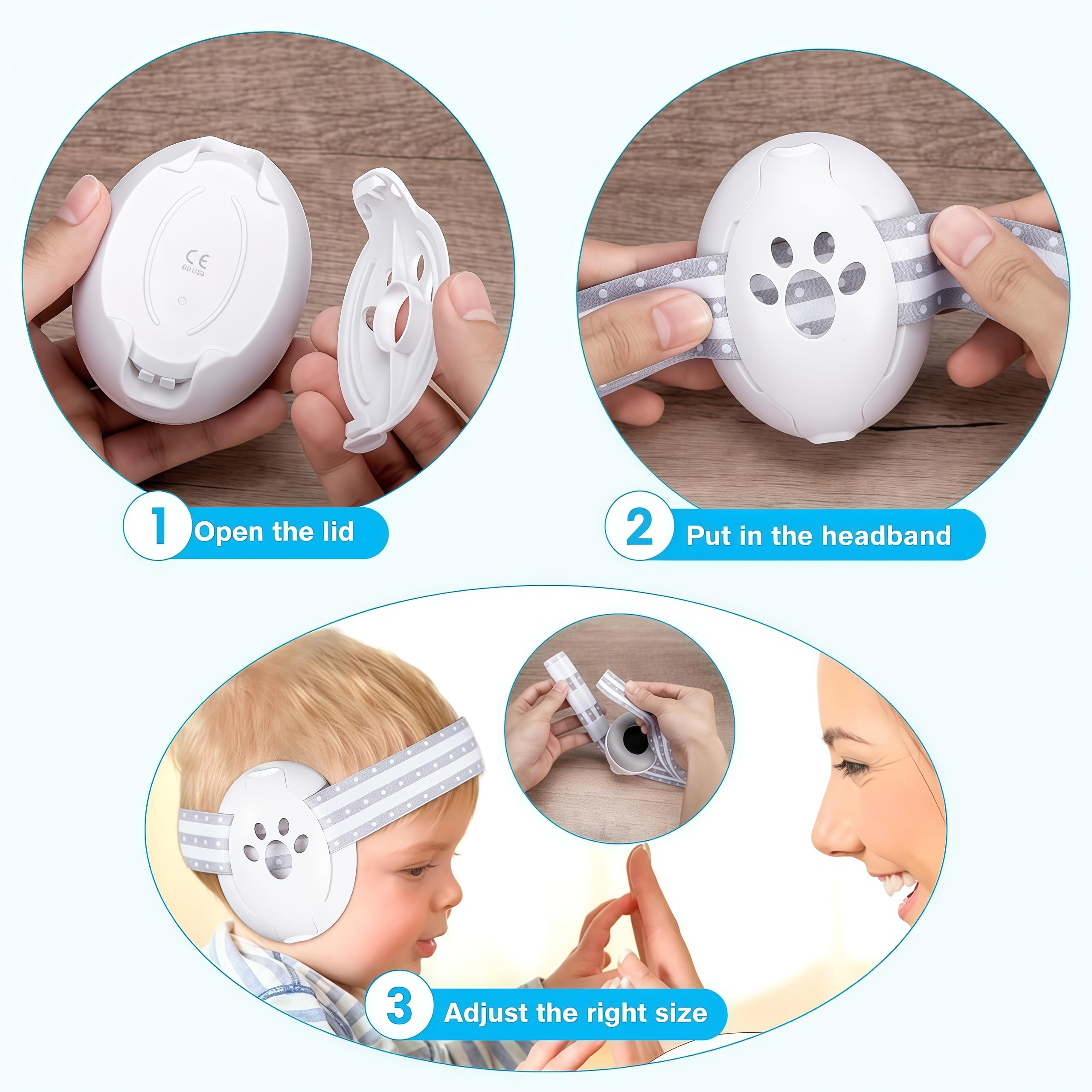Gehörschutz für Babys - Baby Kopfhörer Lärmschutz bis zu 25 dB, Verstellbares Anti-Rutsch-Kopfband bis 36 Monate, ideal für Schlafen, Reisen