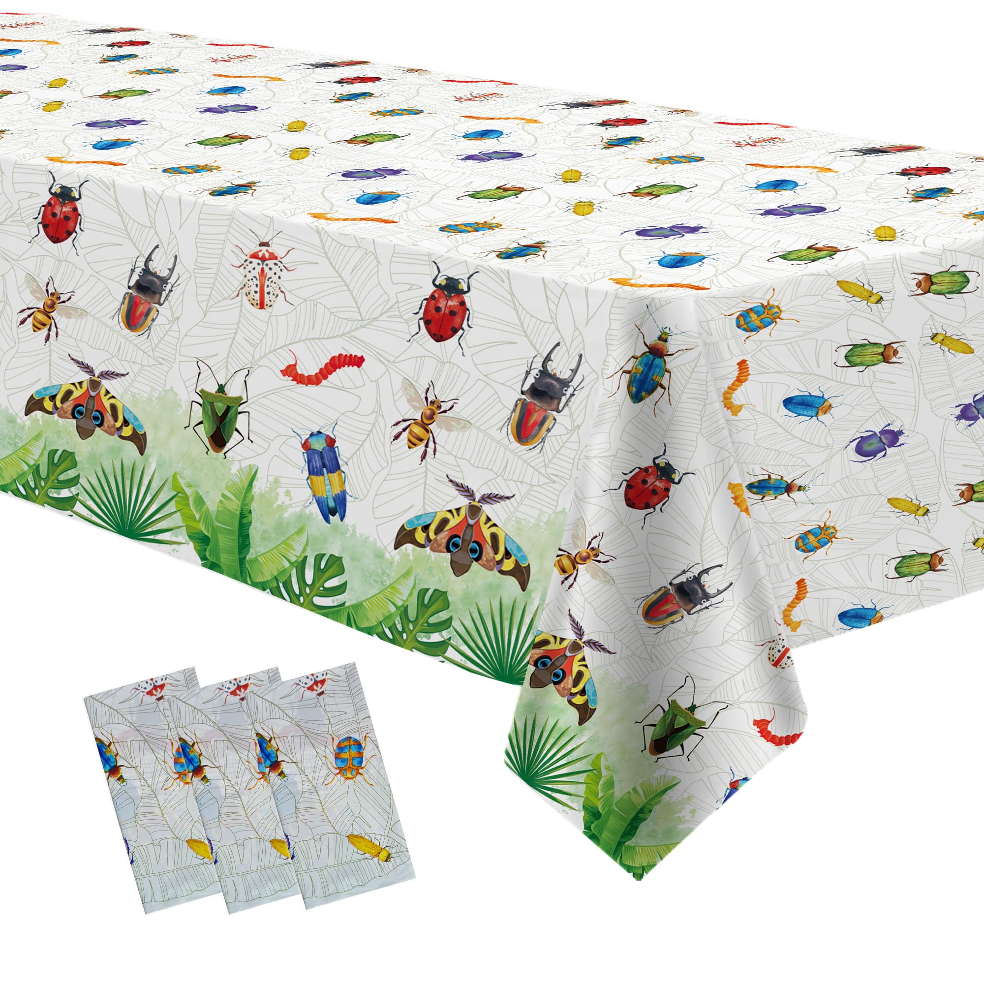 Xenorik Bug Birthday Party Tablecloth Decorations, Disposable Bug Party Supplies Table Cover, Spring Summer Nature Insect Theme Birthday Baby Shower
