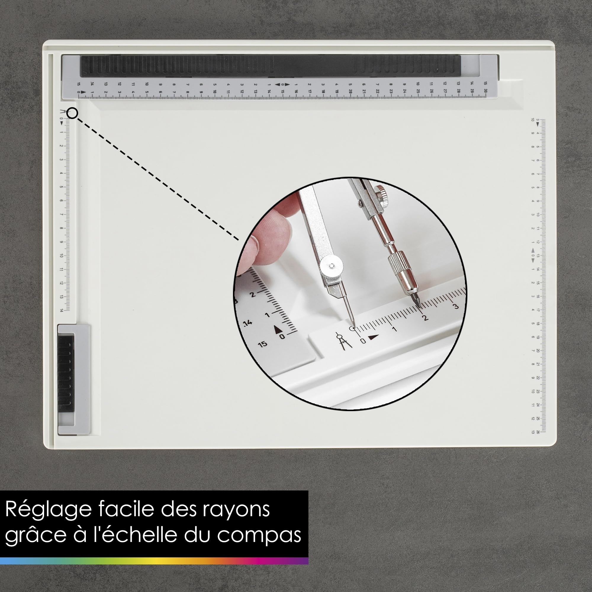 OfficeTree Planche à Dessin A4 29,5 x 37,5 cm - Planche a Dessin - Inclus A4 Bloc de Papier, Housse de Transport et Nombreux Regle Dessin Technique - Drawing Board - Table a Dessin