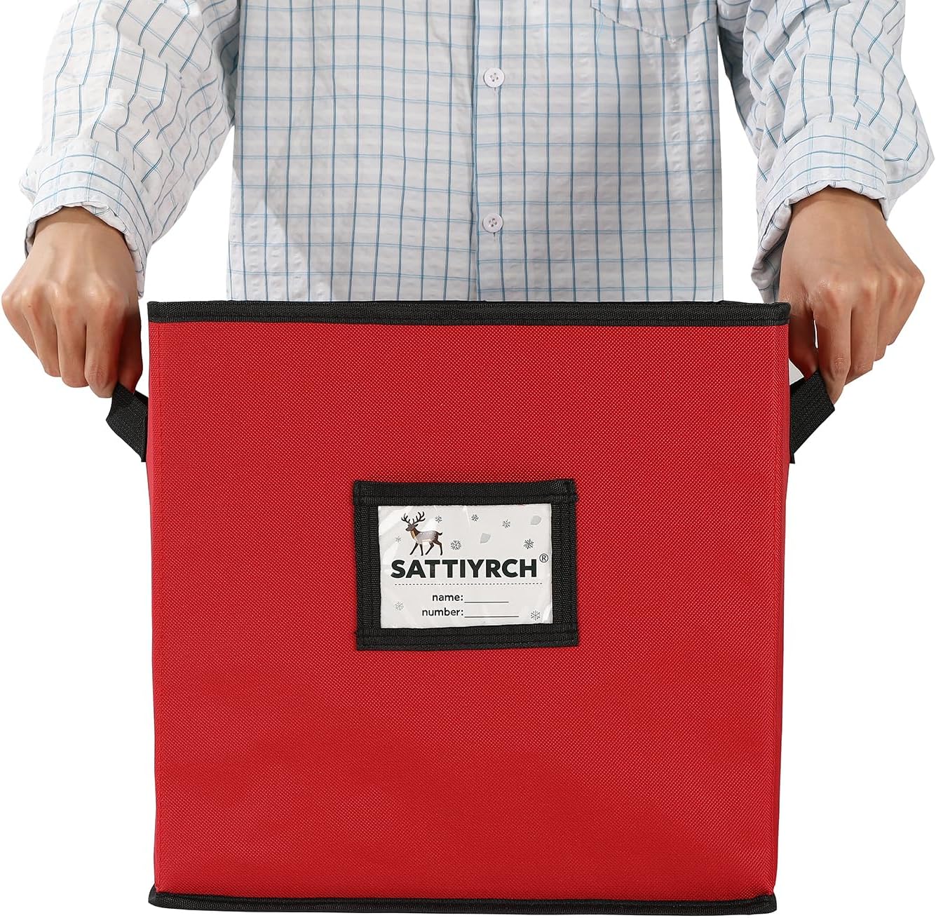 Sattiyrch Christmas Ornament Storage Box,4 Trays with Customizable Dividers,Canvas,Dust-Proof, Holds Up to 64 x 2.36 Ornaments, for Garage/Attic/Basement Storage - Image 5