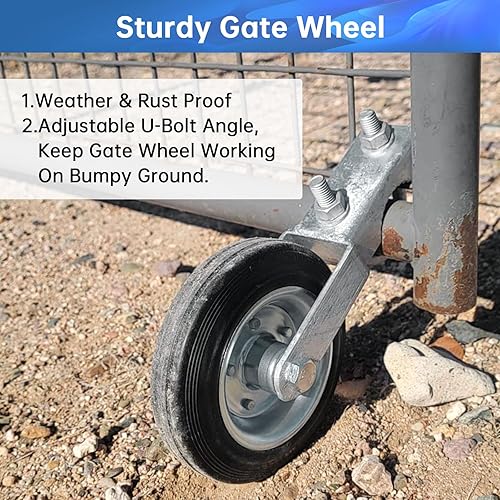 Miniatura 5 de ForoGore Rueda de puerta para puerta batiente de metal con marcos de puerta de 1-58 pulgadas a 2 pulgadas, rueda de puerta de valla resistente,