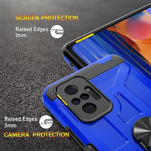 Miniatura 5 de Funda para Xiaomi Redmi Note 10 Pro, Redmi Note 10 Pro MAX con 3 protectores de pantalla de vidrio templado, soporte de anillo integrado y soporte