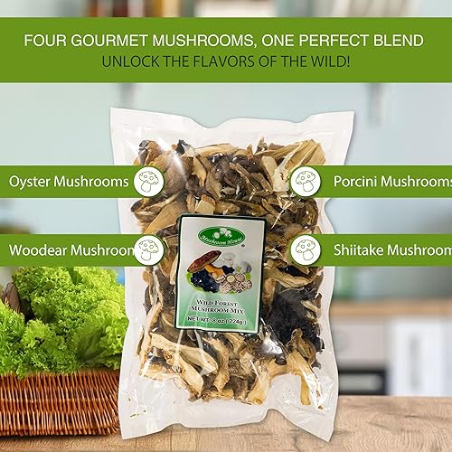Miniatura 25 de Mushroom House Hongos secos de mezcla de bosque silvestre, 4 onzas