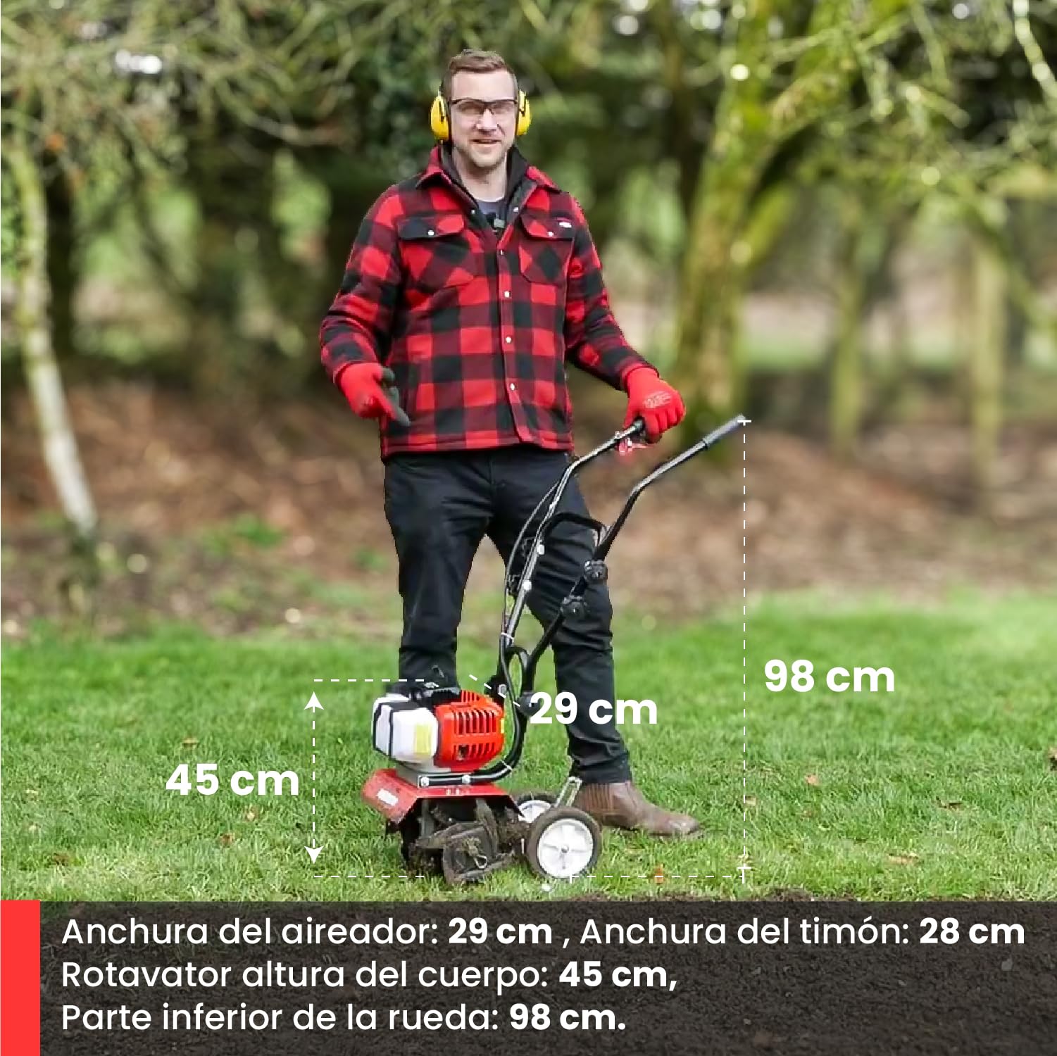 BU-KO 52CC Garden Tiller Engine 3HP 2 Tiempos Lawn Soil Cultivator Rotovator Motor Ligero Compacto Potente Sure Apretones Manijas Fabricadas para ser duraderas Dependiente - 1 AÑOS DE GARANTÍA