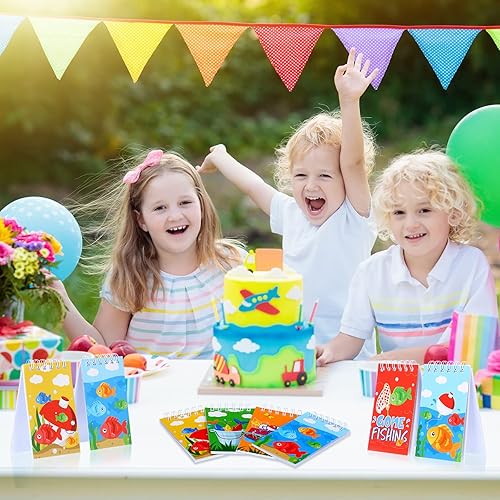 Miniatura 7 de Faccito 24 piezas de suministros de fiesta de pesca, mini cuadernos de fiesta de pesca, cuadernos de bolsillo para niños que se van a pescar,
