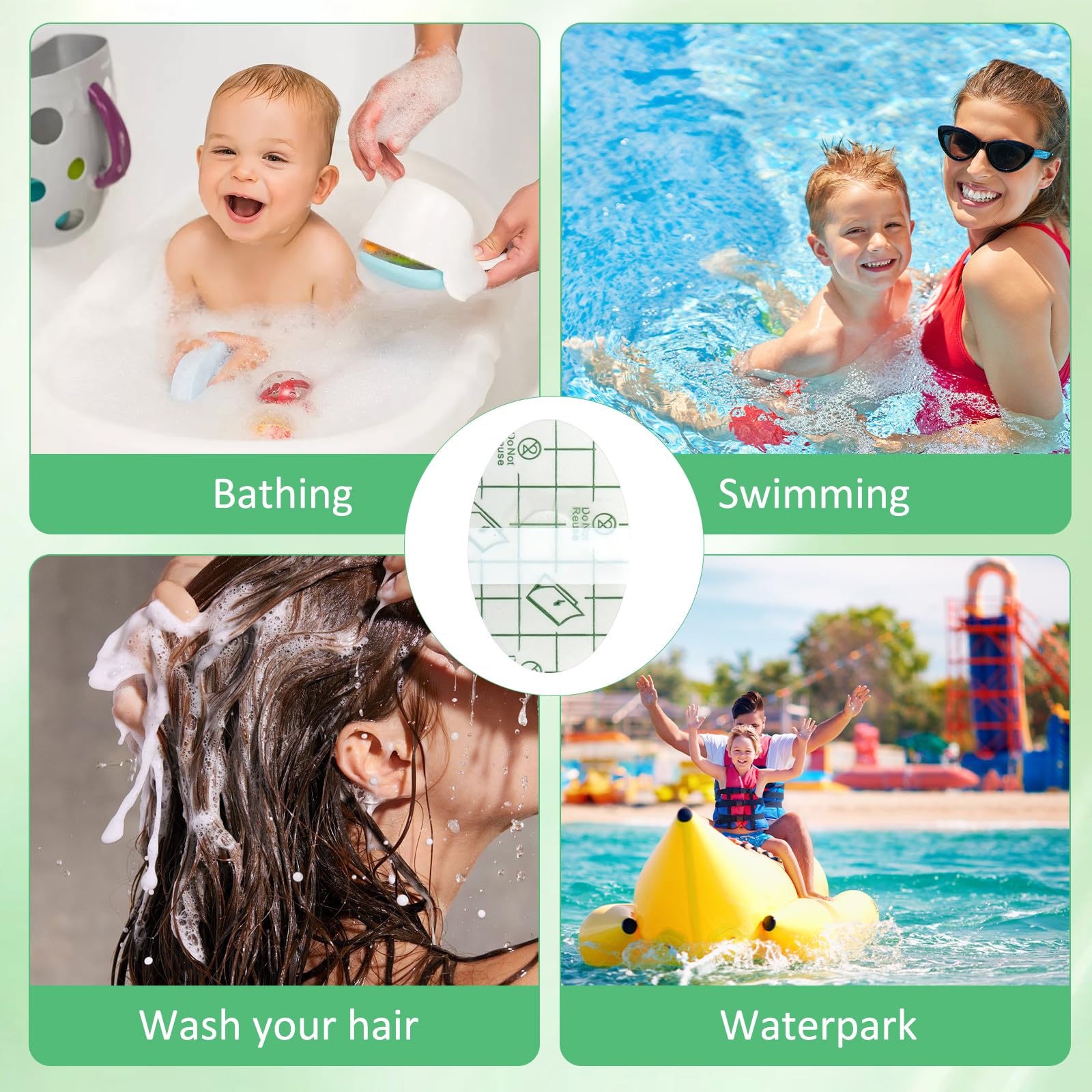 120 Pcs Cerotti Orecchie Piscina Bambini Protezione Orecchie Acqua Bambini Adesivo Impermeabile di Protezione Adatto per il Bagno, il Nuoto e il Surf (4.4 * 6.8cm)