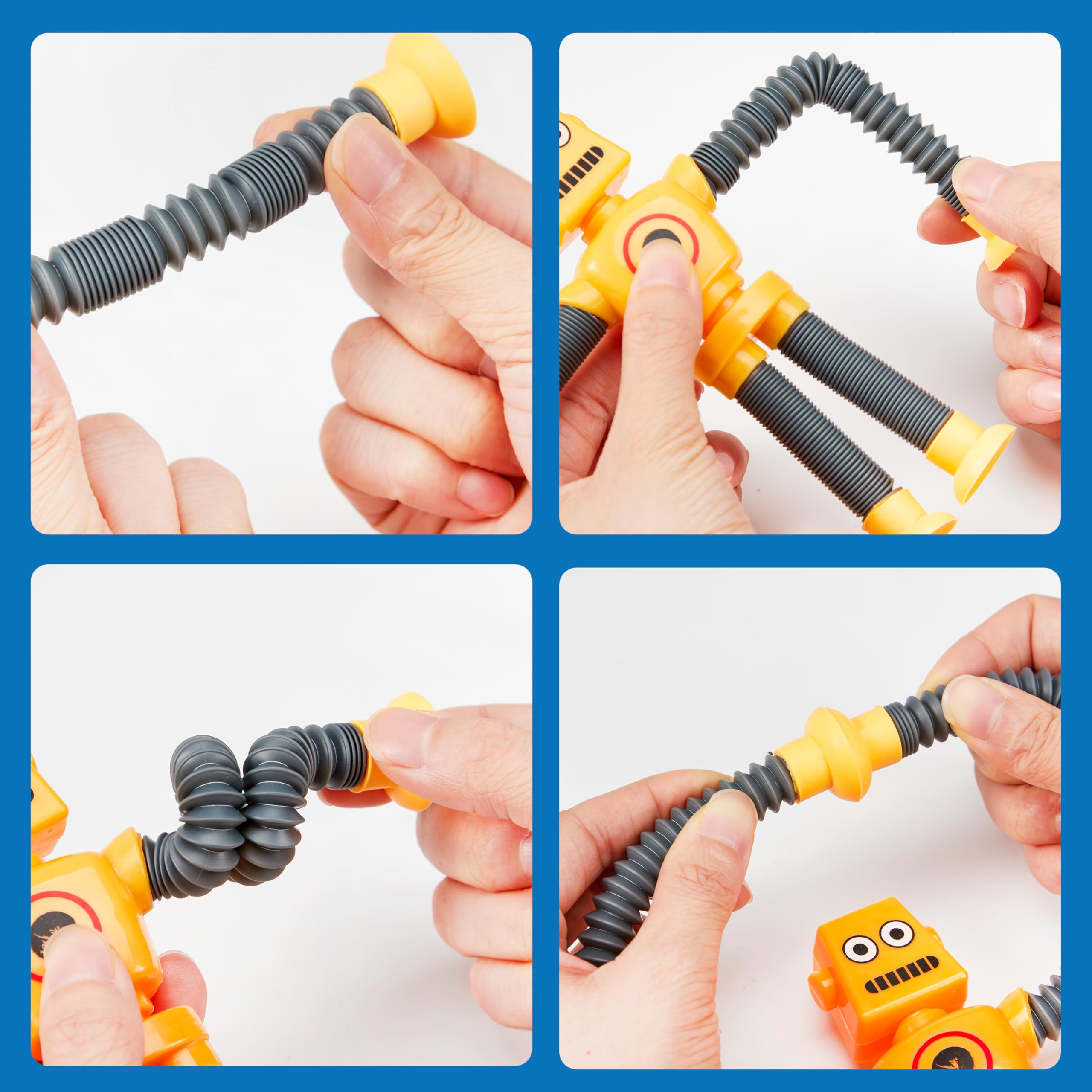 JOYIN 4 sztuki Robot Pop Tubes dla dzieci, zabawki sensoryczne dla dzieci, zabawka teleskopowa dla dziewcząt i chłopców, prezent urodzinowy, prezenty na imprezę, aby zredukować stres i lęki
