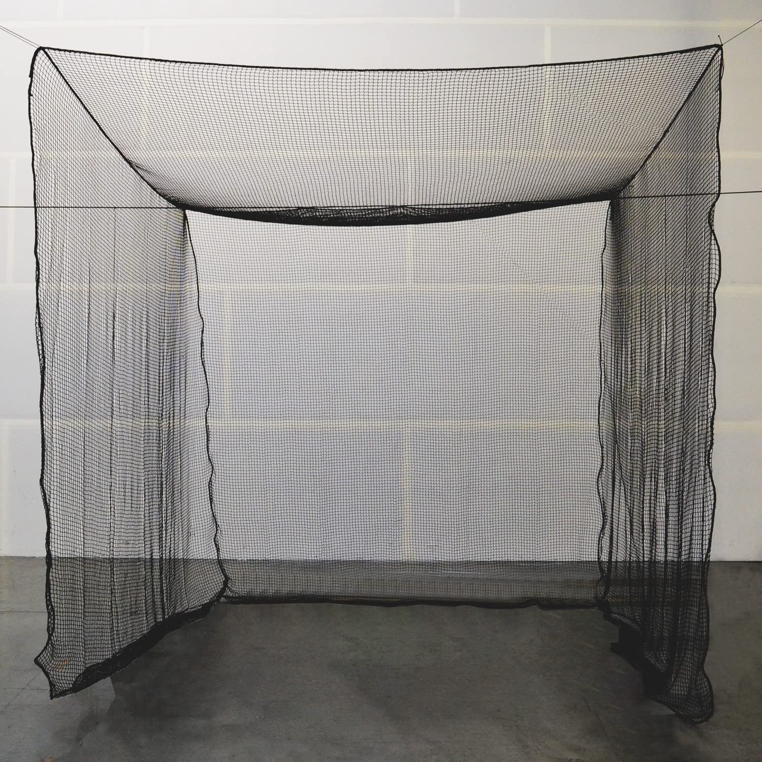 LFS 10x10x10 ft Golf Practice Cage Net with Pre-Installed Impact Baffle – Heavy-Duty #15 Knotted Nylon, 125 lb Break Strength – Frame Not Included