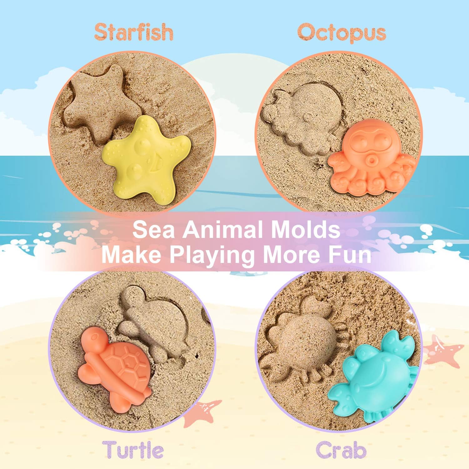 TOY Life Beach Toys for Kids - Sand Toys Set Includes Sand Bucket Shovel and Sand Castle Toys for Beach - Kids Sandbox Toys Set Sandcastle Building Kit with Bonus Carrying Net : Toys & Games