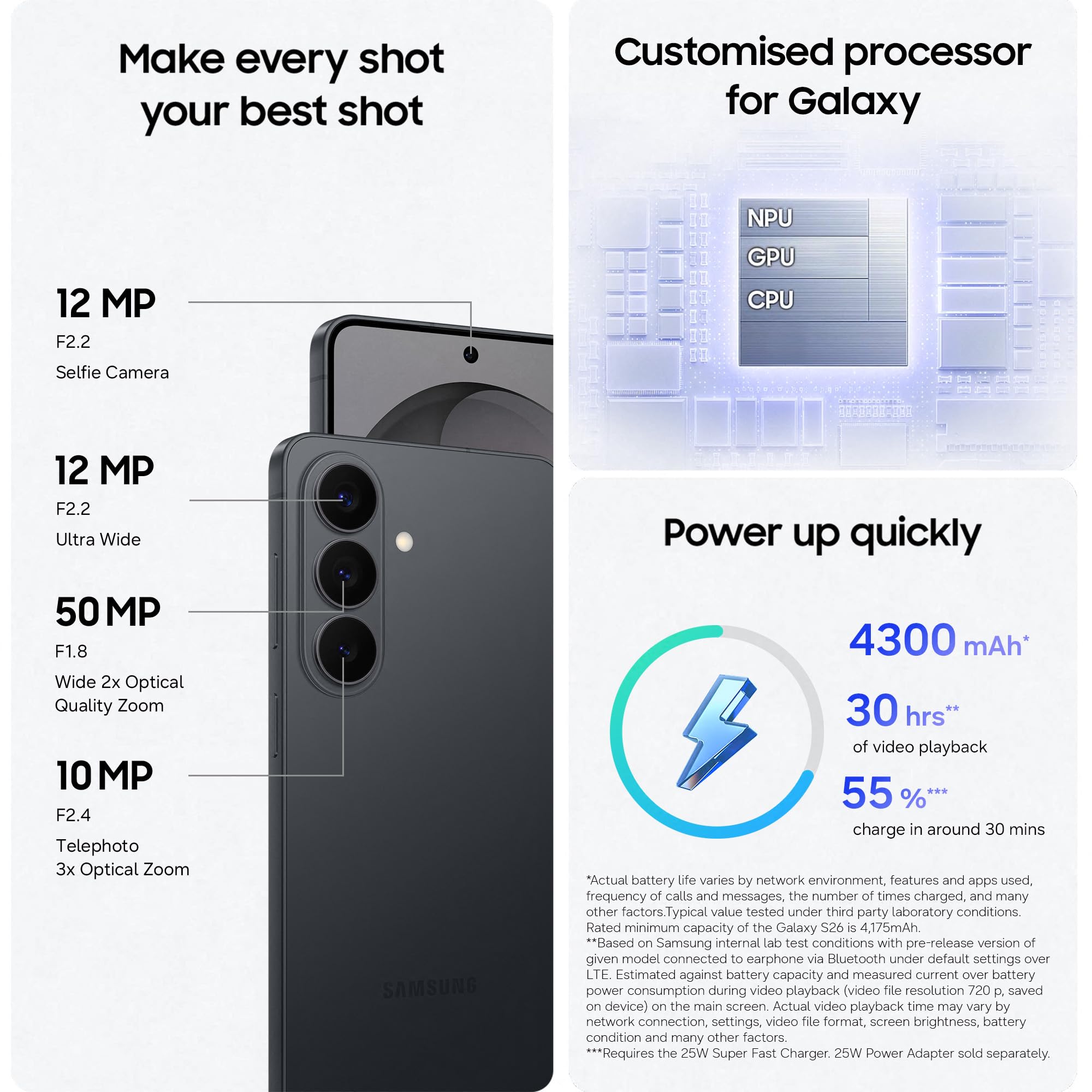 Samsung Galaxy S26 AI Phone, Customised AP Processor, 50 MP Camera, 12 GB Memory, 512 GB Storage, 4300 mAh Battery, Galaxy AI, Black, 3 Year Extended Warranty (UK Version) — view 4
