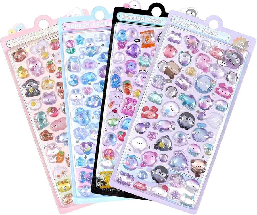 Amazon | 【4枚セット】3dシール 立体シール 可愛い ぷくぷく Lucktree