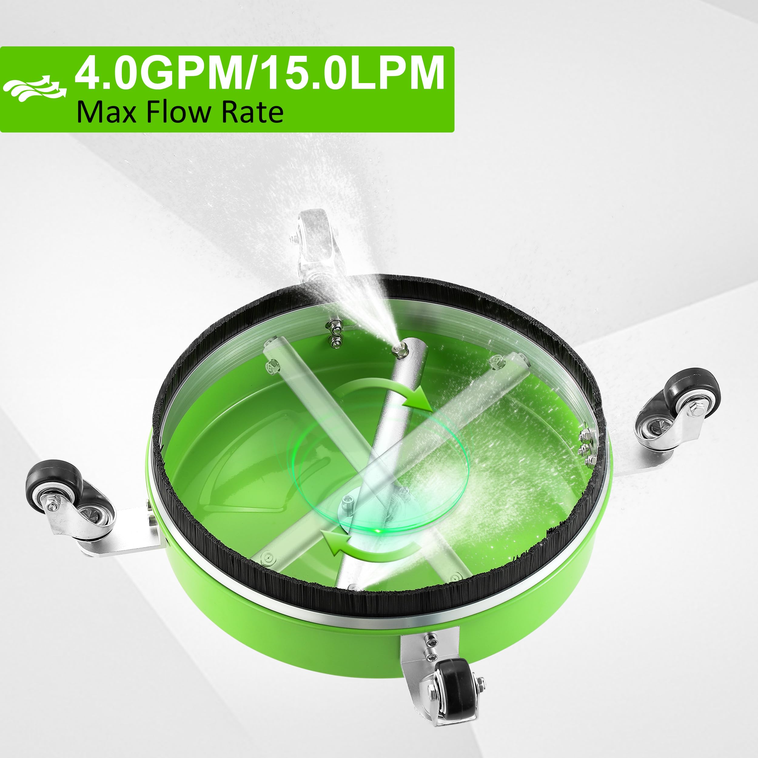 PWACCS Limpiador de superficies de lavado a presión de 14 pulgadas, limpiador de superficies de acero inoxidable para lavadora eléctrica, accesorio de lavadora a presión para limpiar calzadas, patios,
