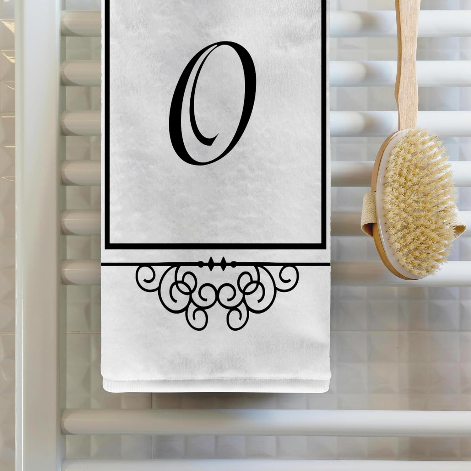 3dRose Initial Letter O Personal Monogrammed Fancy Black and White Typography Personalized 22x30 Bath Hand Pool Towel