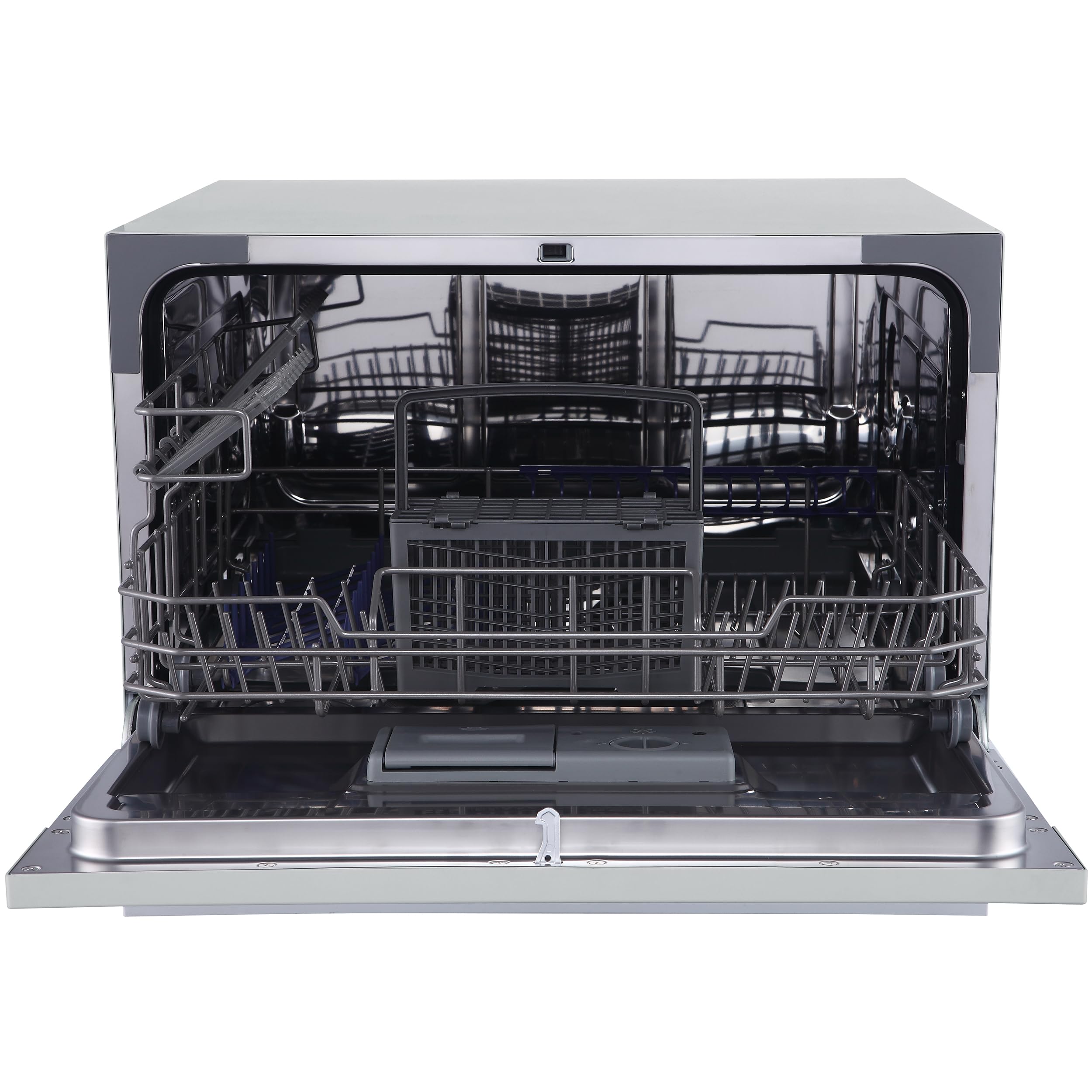 homeX GST6AD-S Tischgeschirrspüler Mini Geschirrspüler für 6 Maßgedecke | 6 Programme, Spülmaschine klein, AquaStop, automatische Türöffnung, ideal für kleine Wohnungen, Tischspülmaschine, silber