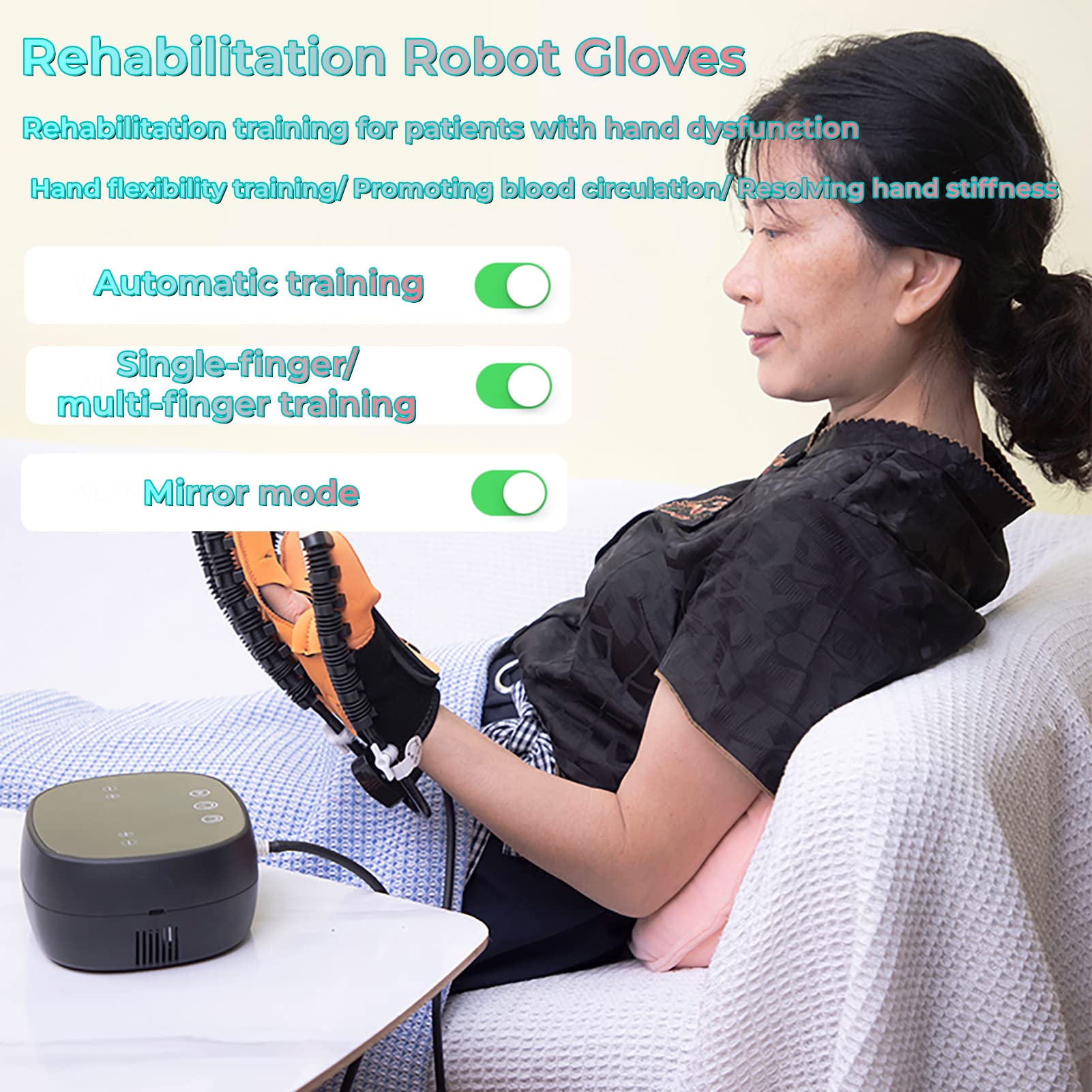 Guantes De Robot De Rehabilitación, Equipo De Tren De Rehabilitación De Funciones De Dedos Y Manos, para Pacientes con Artritis O Hemiplejía por Accidente Cerebrovascular(Size:código S)